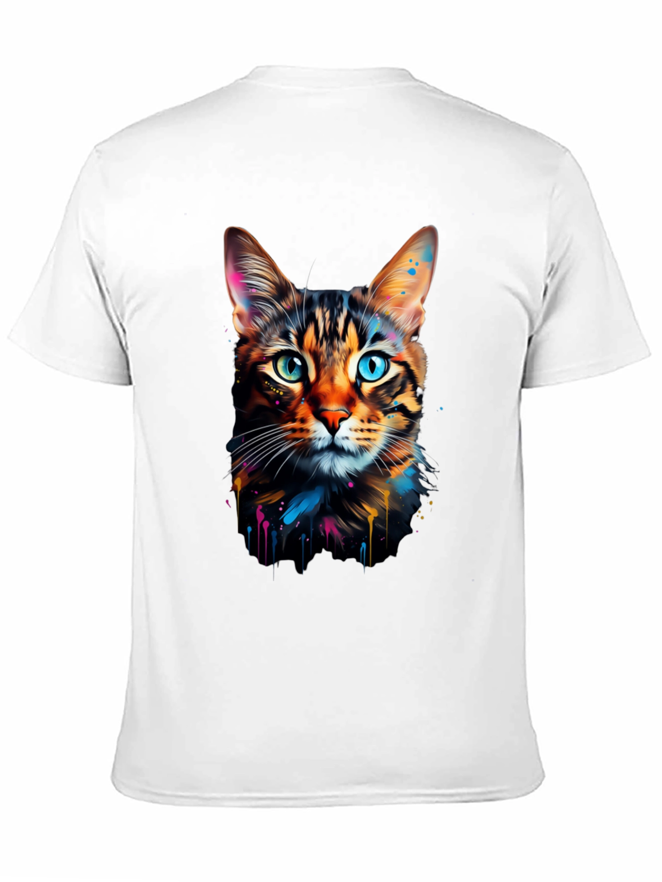 Colorful Cat Graphic Tee - Unique Design