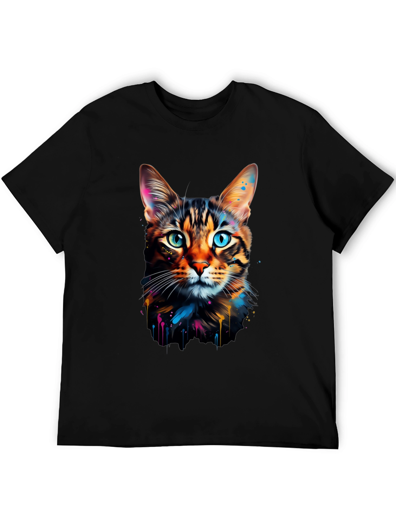 Colorful Cat Graphic Tee - Unique Design