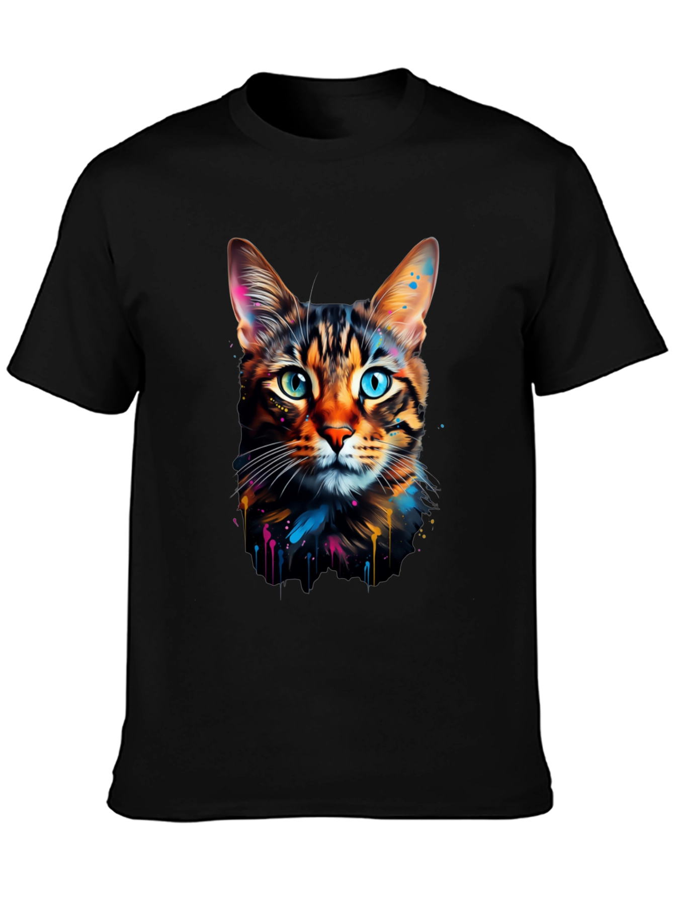 Colorful Cat Graphic Tee - Unique Design