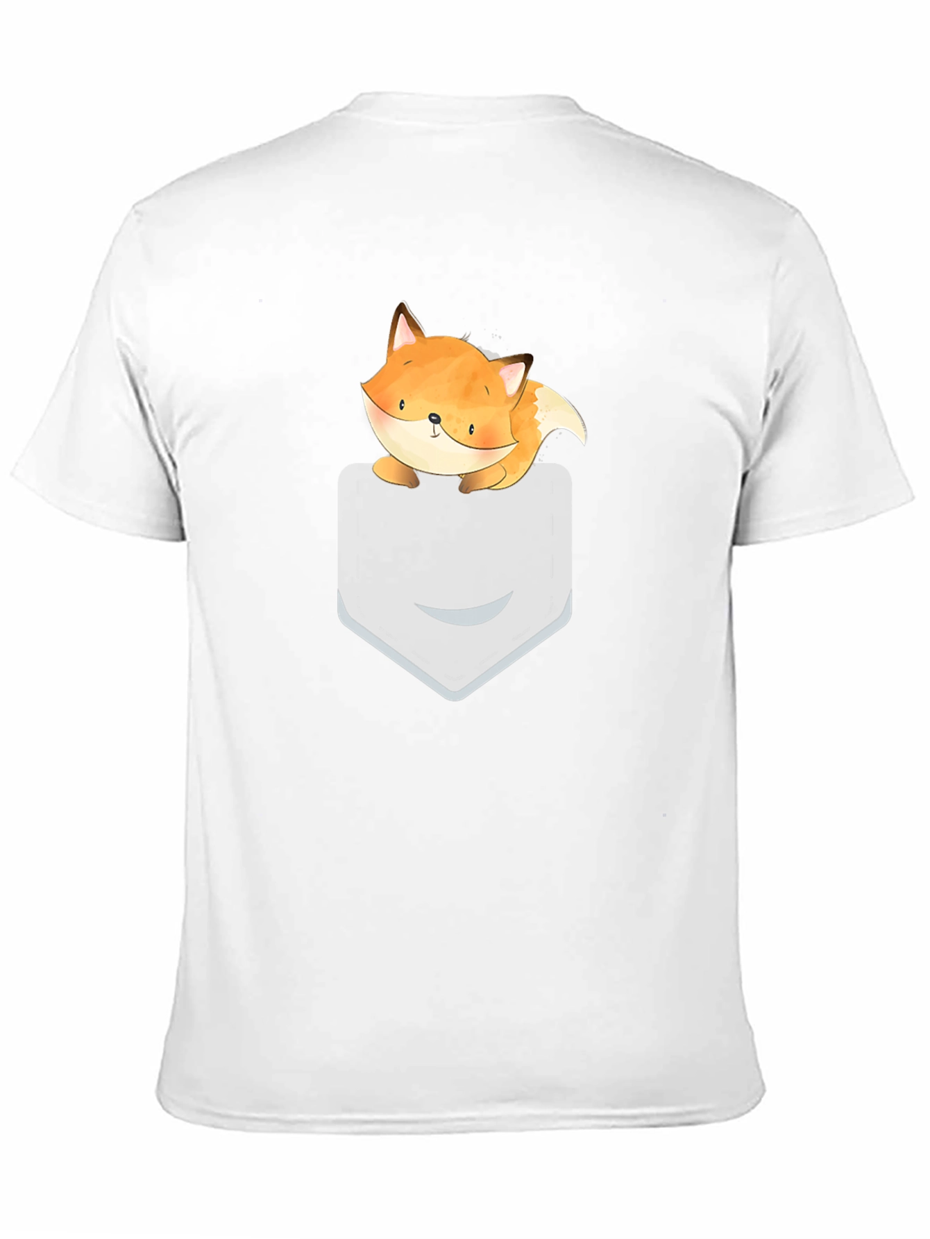 Cute Fox Pocket Graphic Tee - Soft Cotton Casual T-Shirt