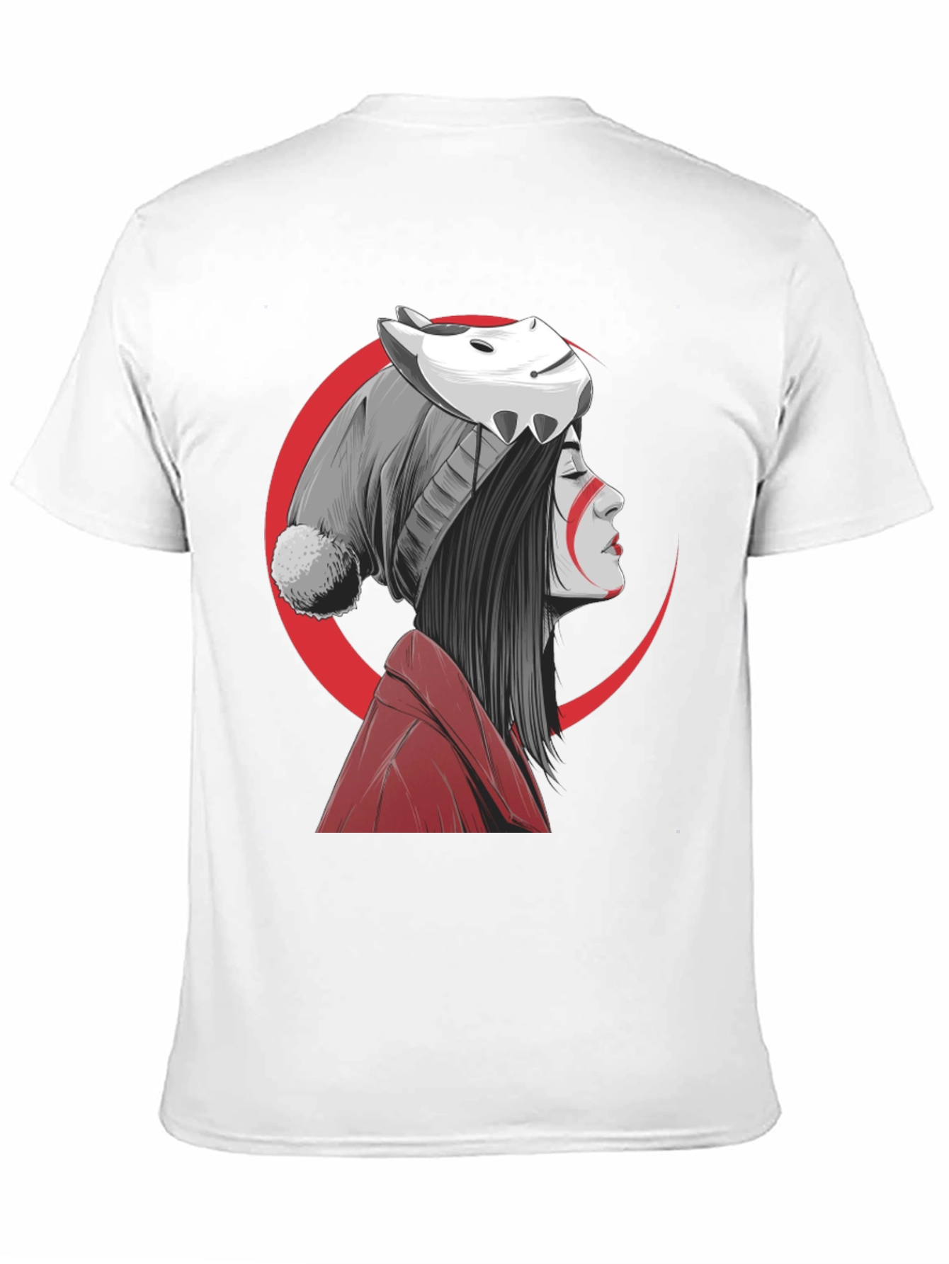 Anime Girl Mask Graphic Tee - Soft Cotton Blend Shirt