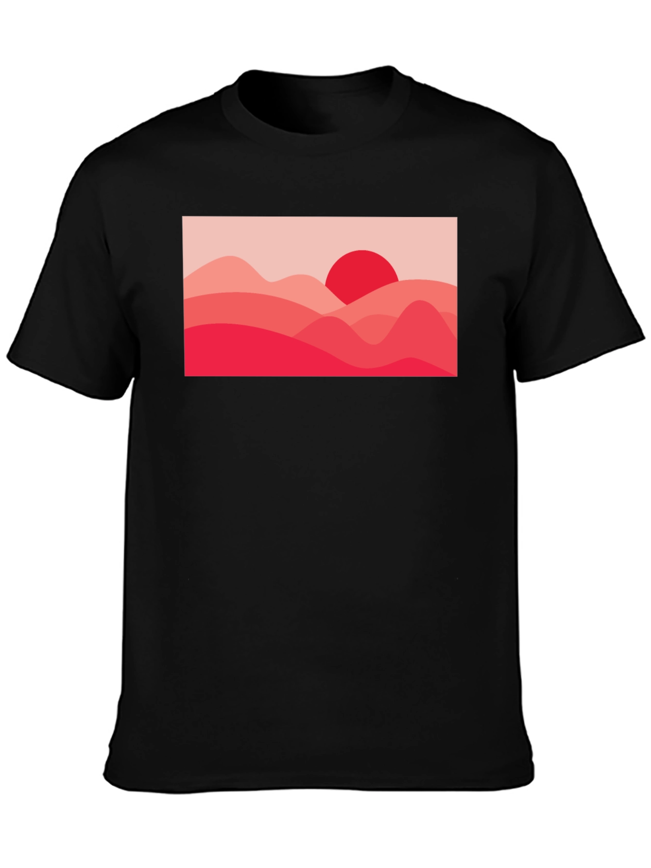 Red Landscape Graphic Tee - Modern Art T-Shirt