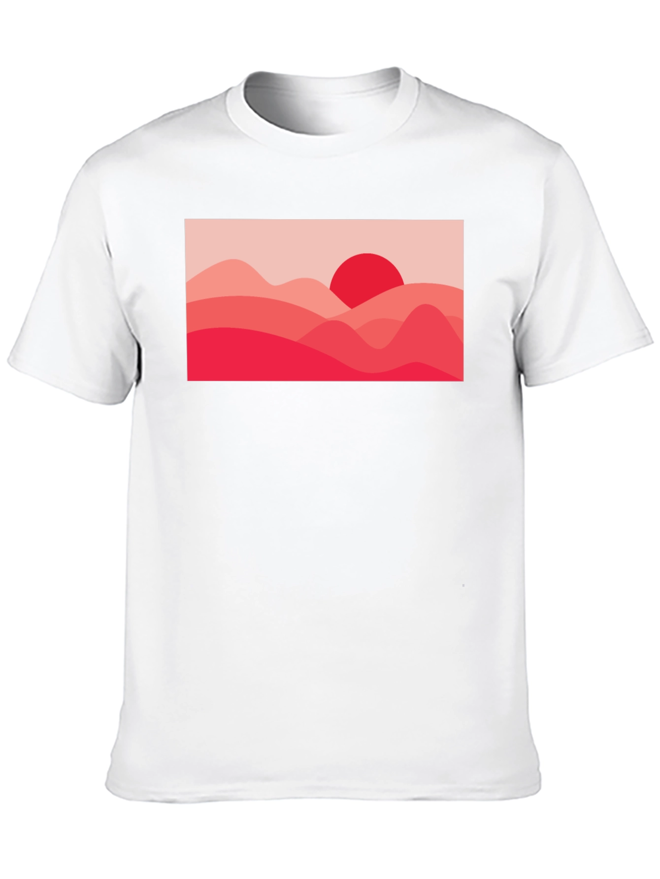 Red Landscape Graphic Tee - Modern Art T-Shirt