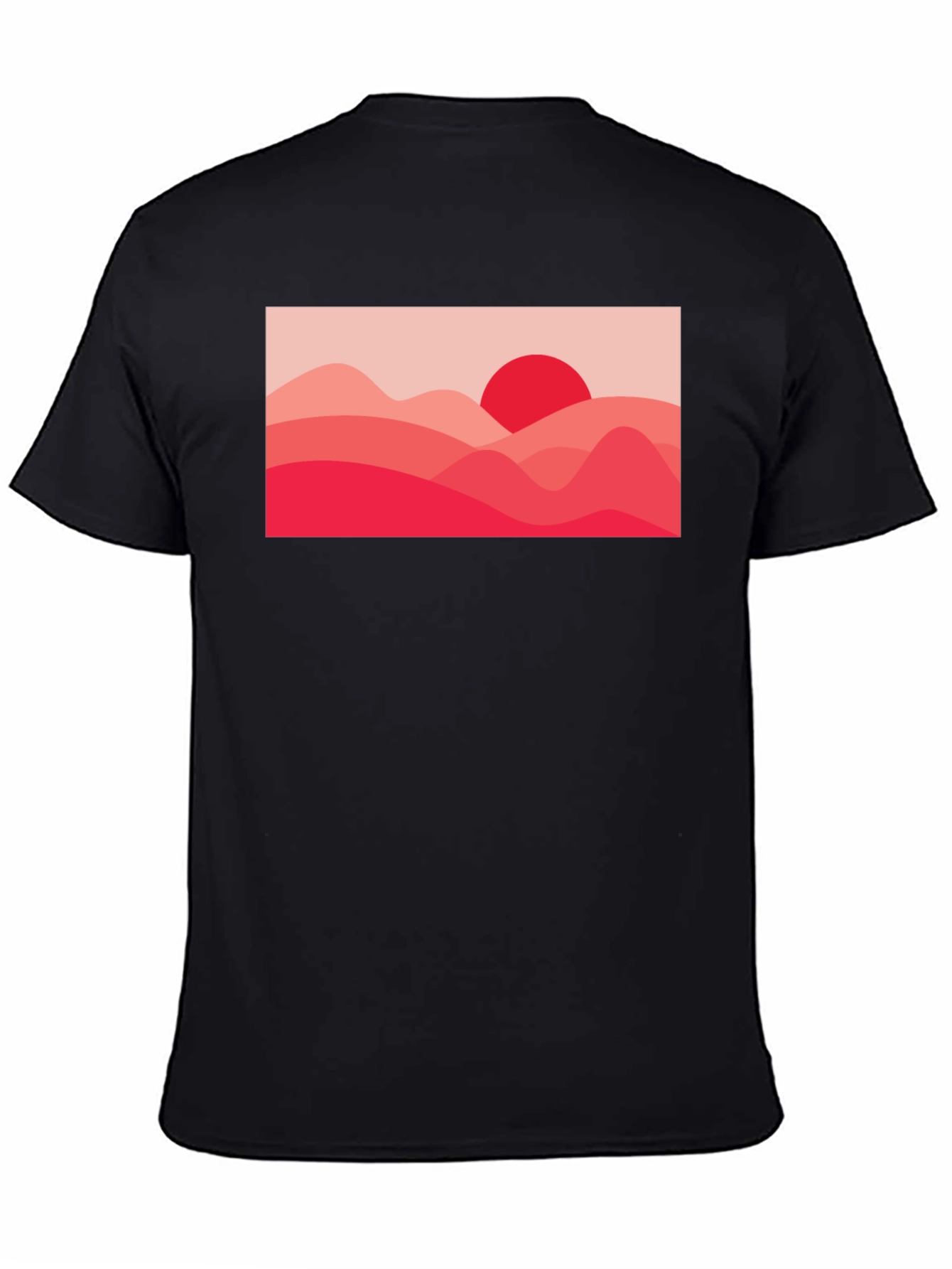 Red Landscape Graphic Tee - Modern Art T-Shirt