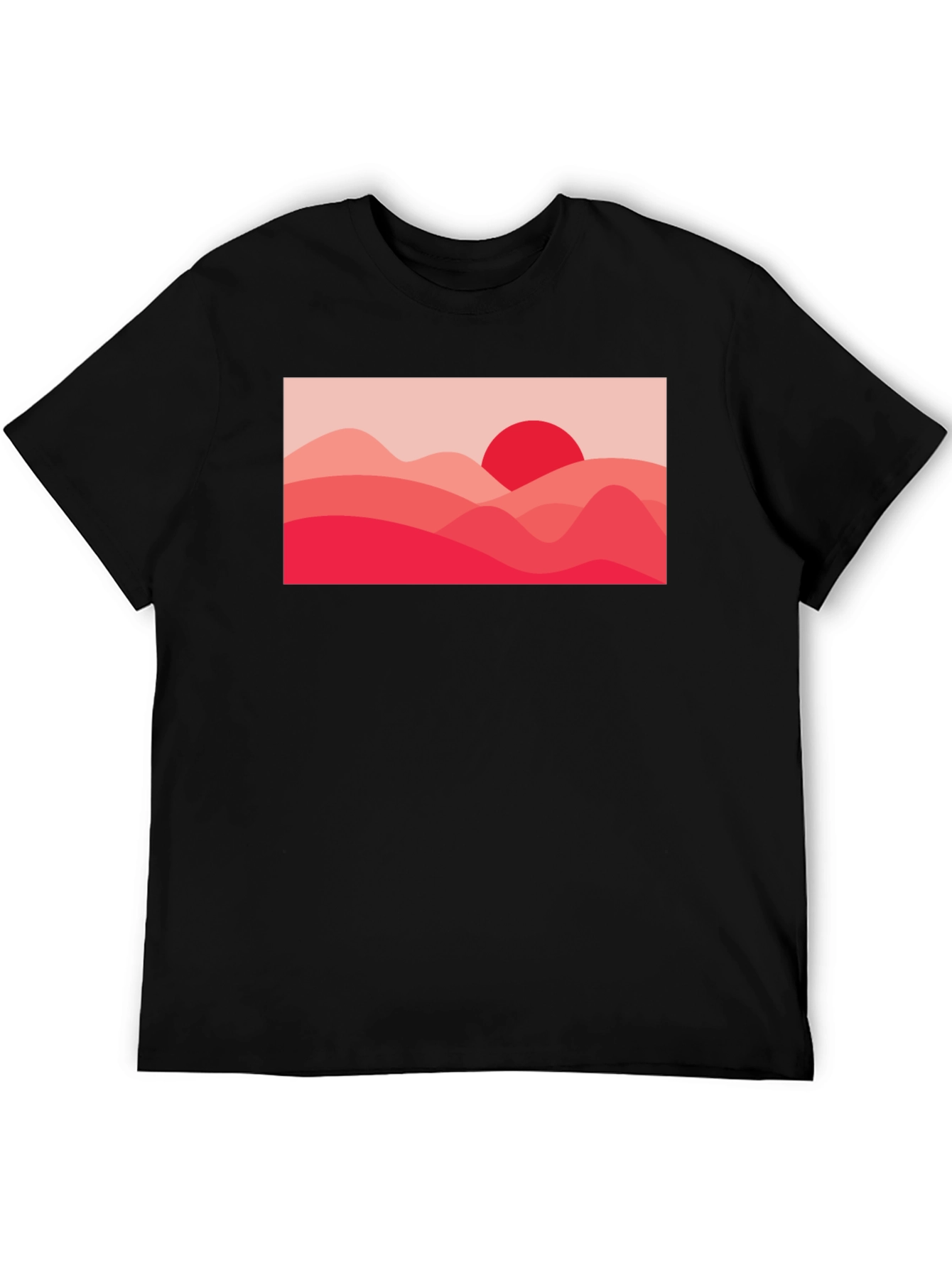 Red Landscape Graphic Tee - Modern Art T-Shirt
