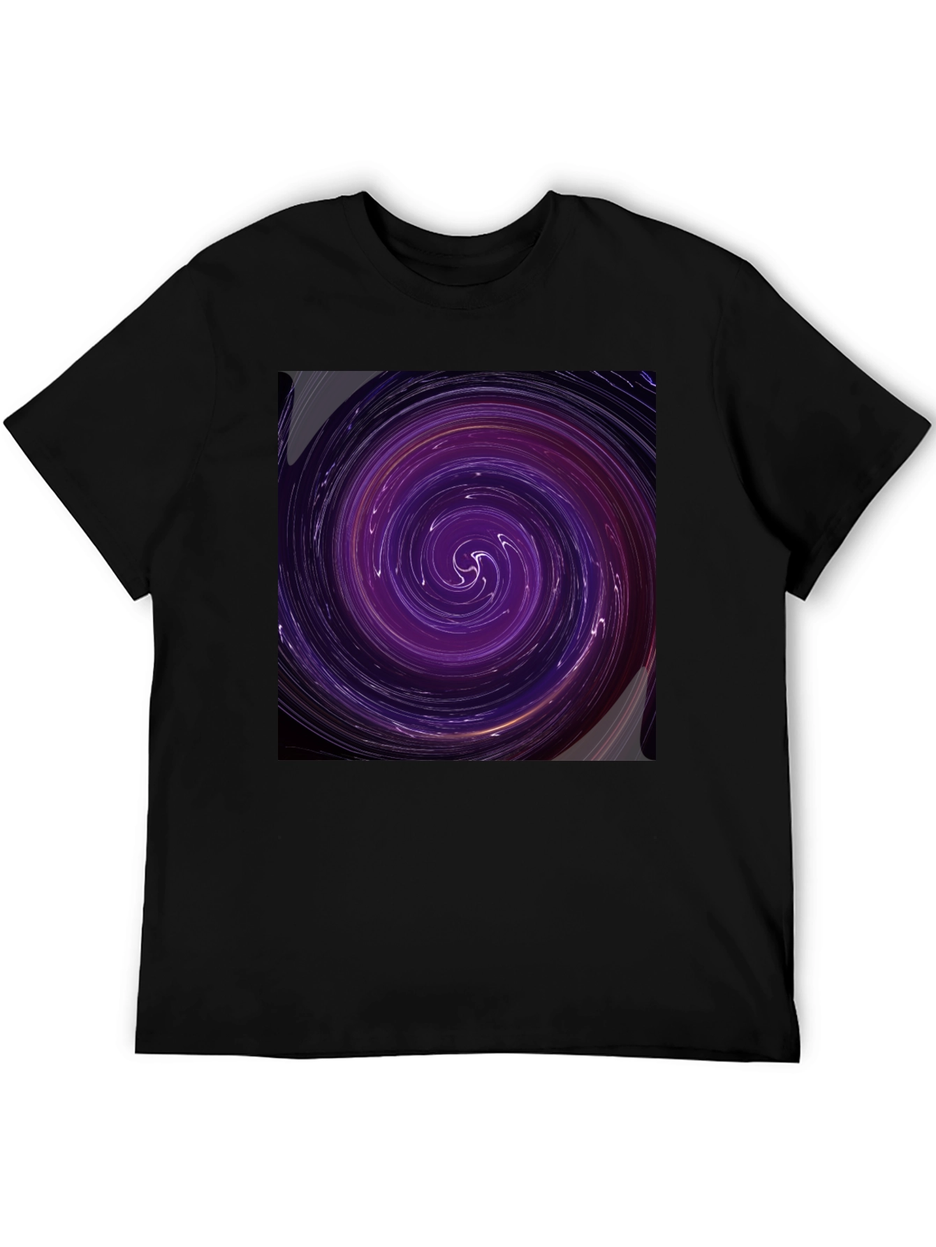 Cosmic Vortex Graphic Tee - Black Cotton Blend