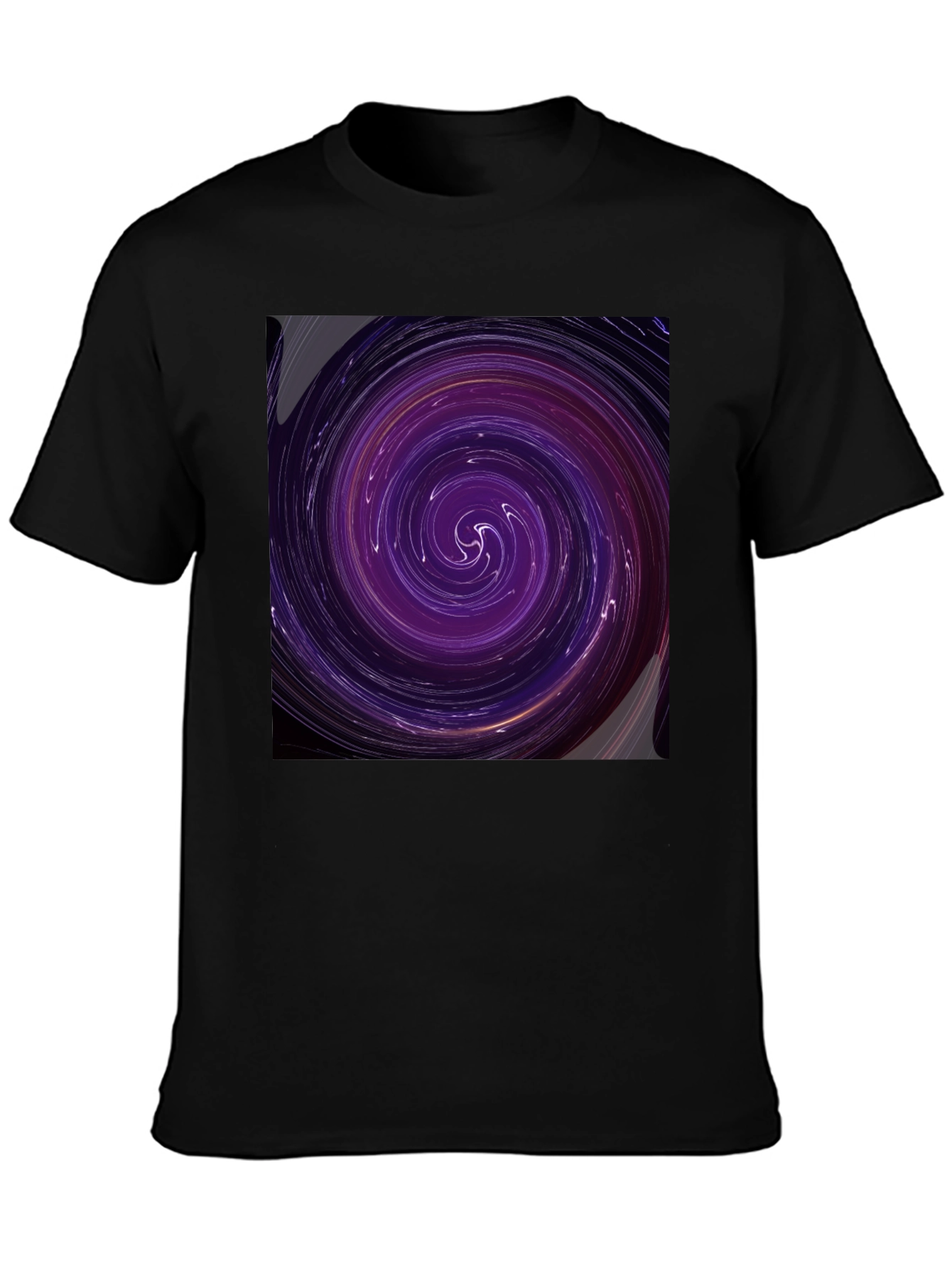 Cosmic Vortex Graphic Tee - Black Cotton Blend