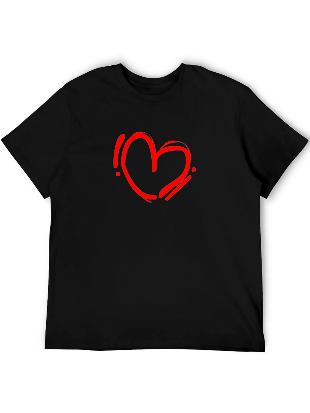 Black T-Shirt with Red Heart Graphic
