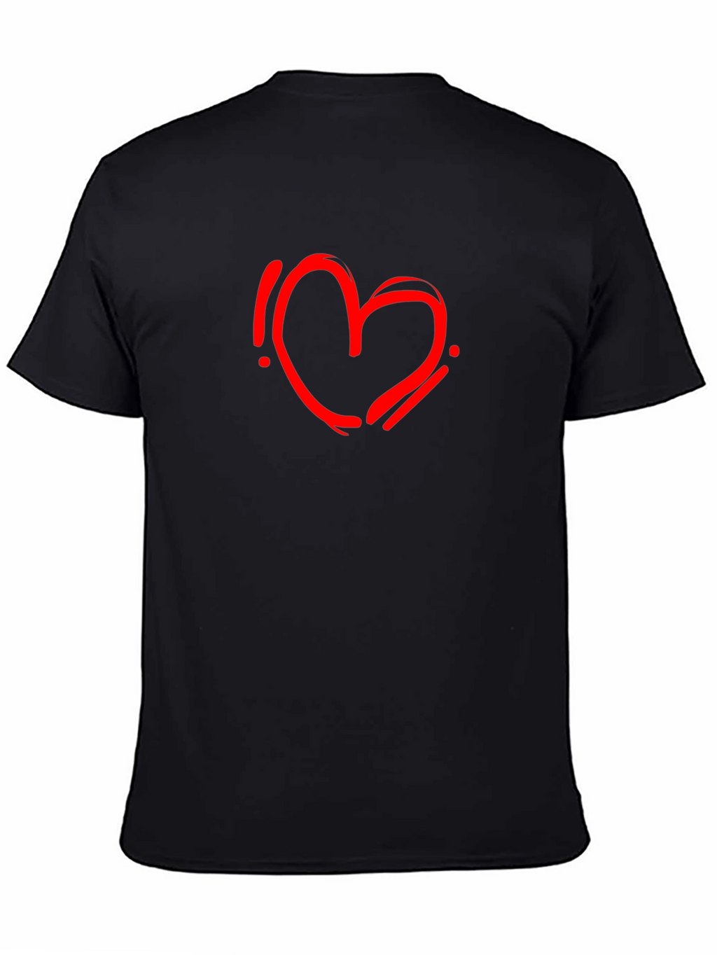 Black T-Shirt with Red Heart Graphic