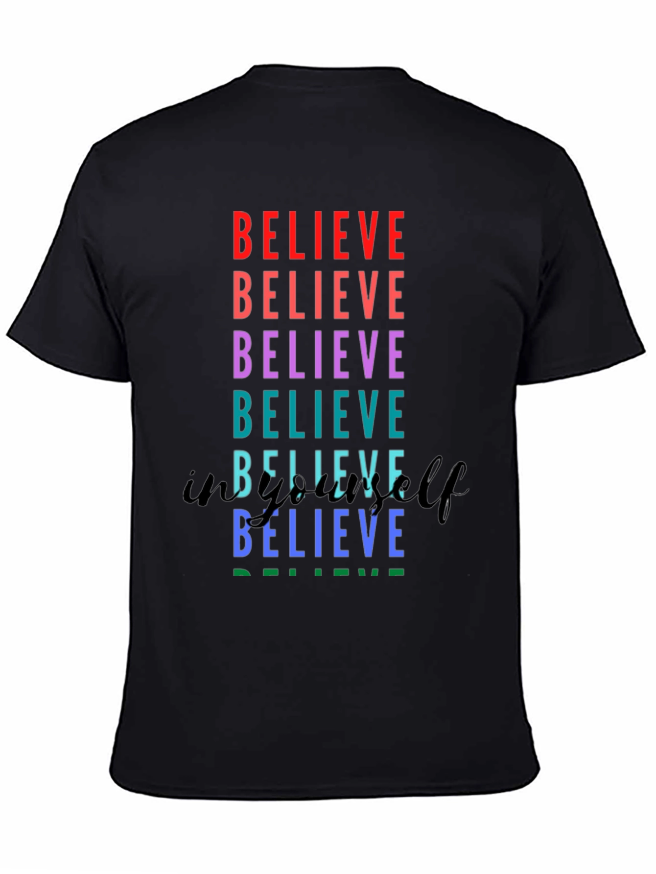 Believe Rainbow Graphic Tee - Unisex Black T-Shirt