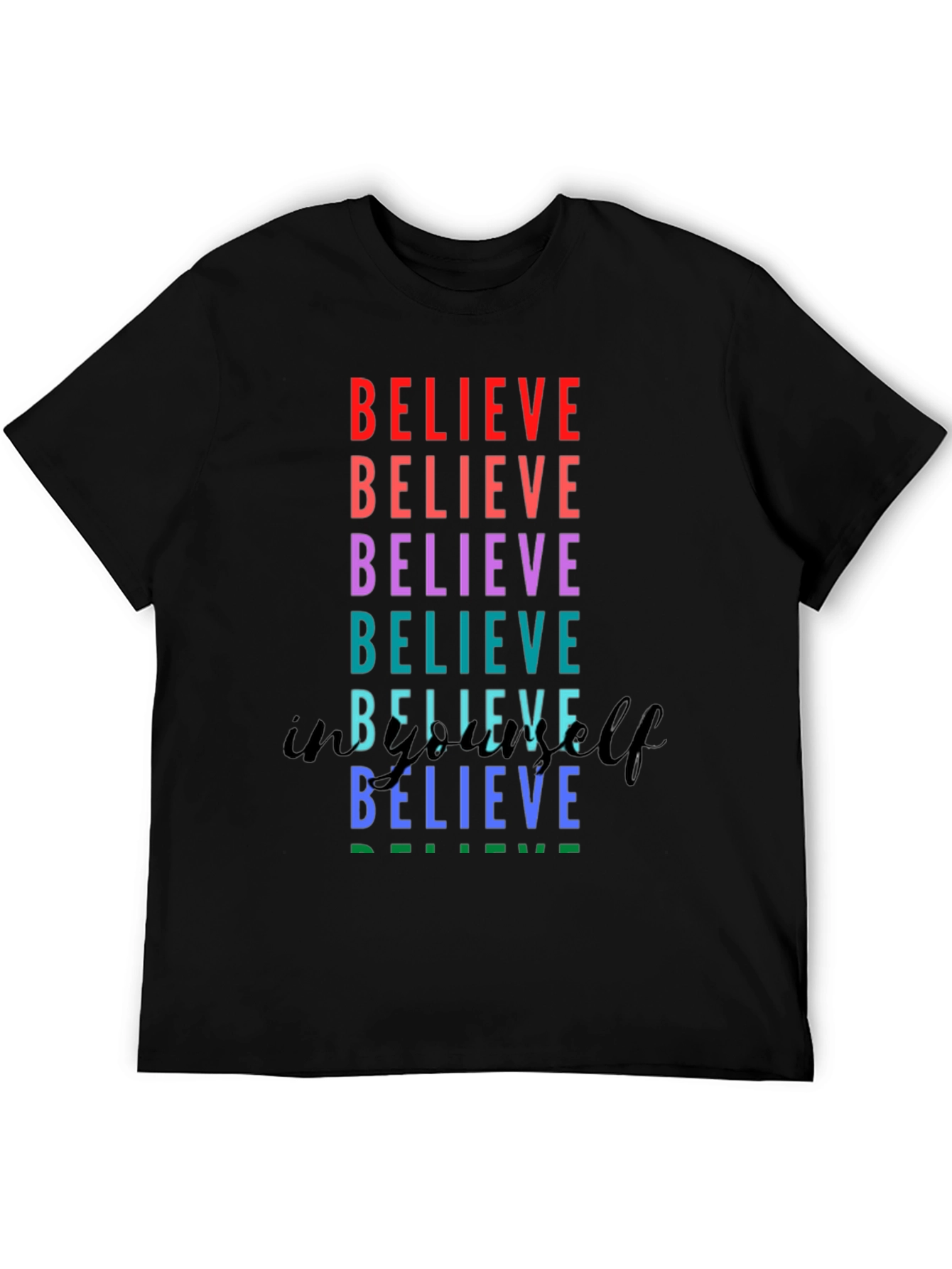Believe Rainbow Graphic Tee - Unisex Black T-Shirt