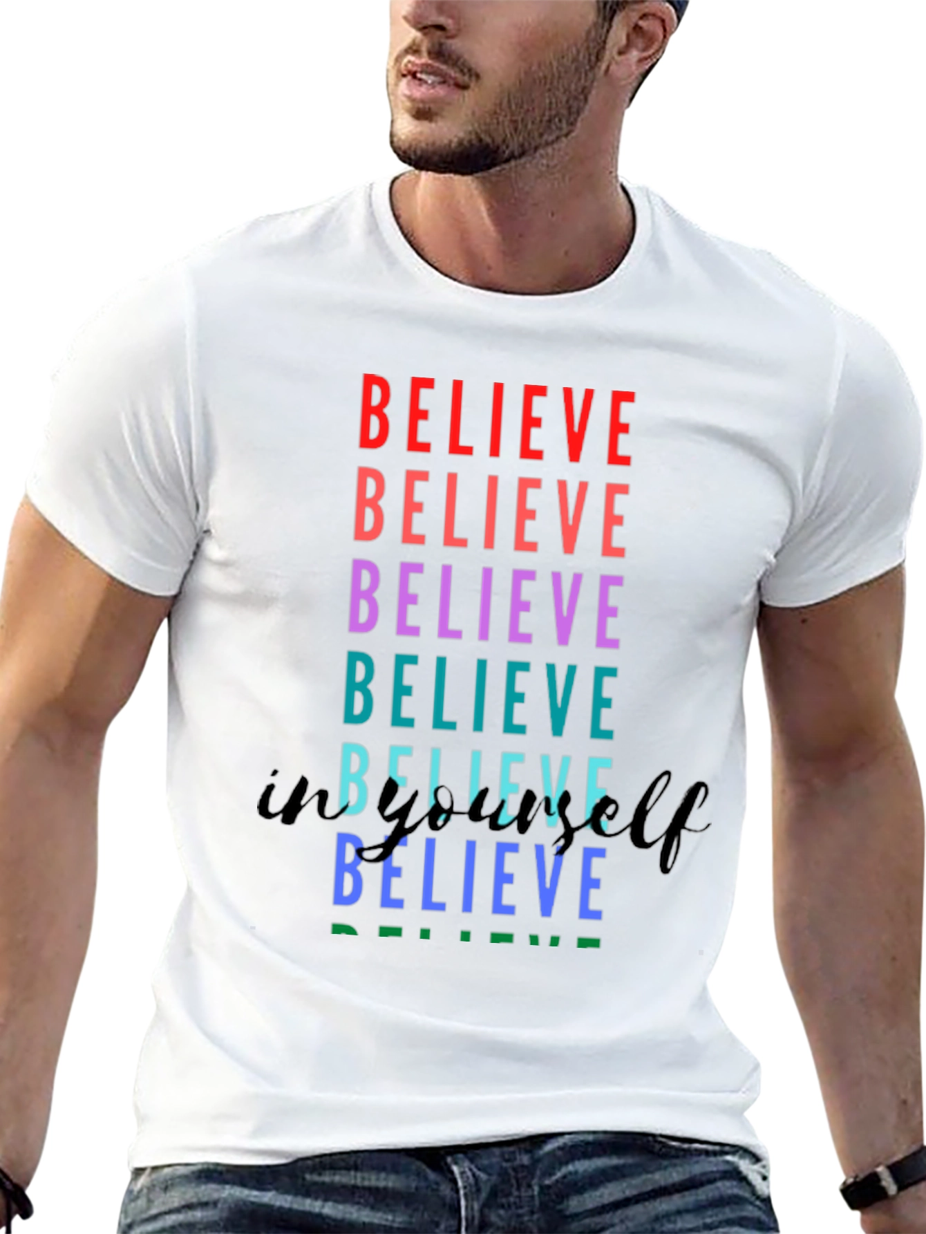 Believe Rainbow Graphic Tee - Unisex Black T-Shirt
