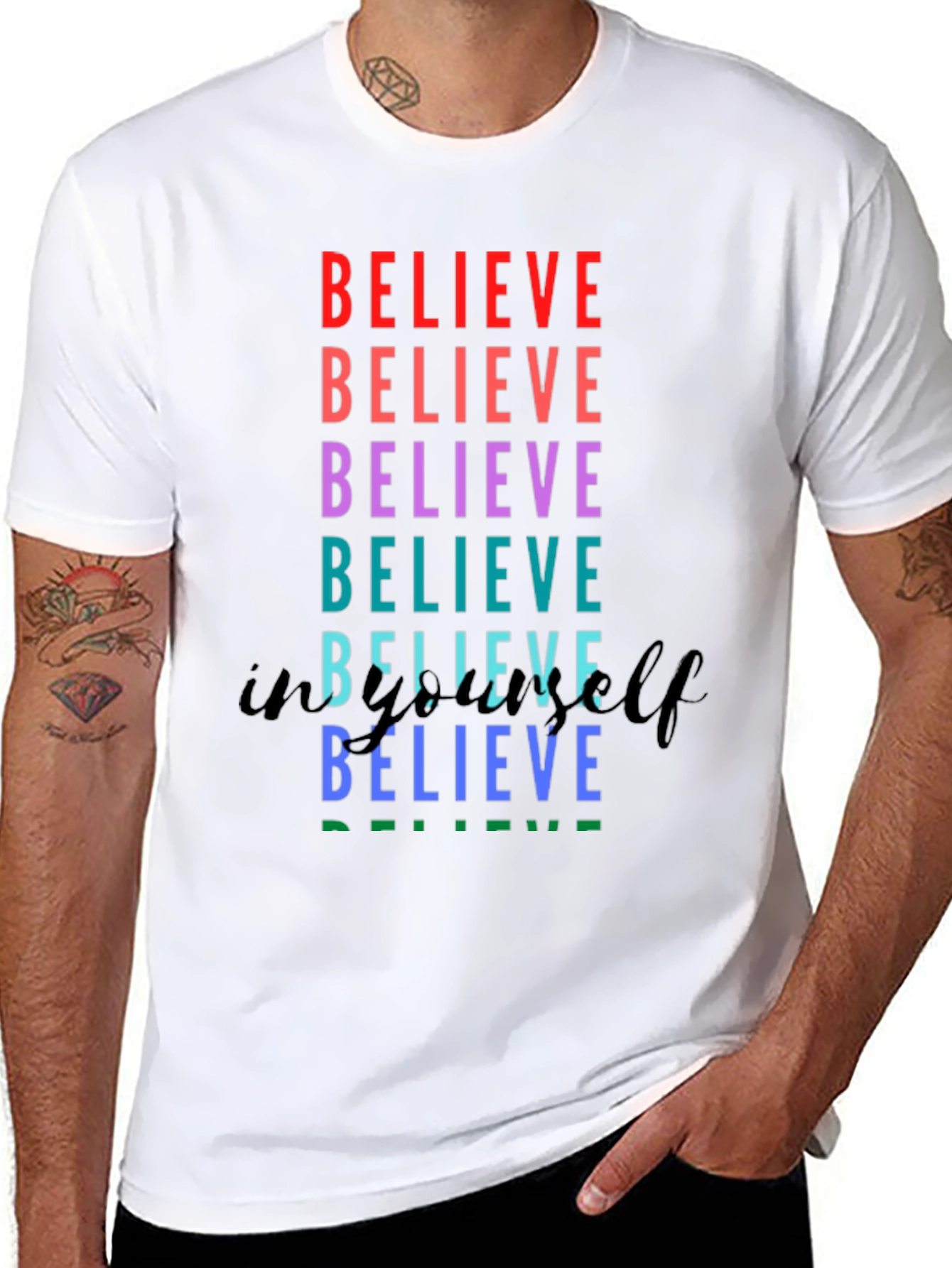 Believe Rainbow Graphic Tee - Unisex Black T-Shirt