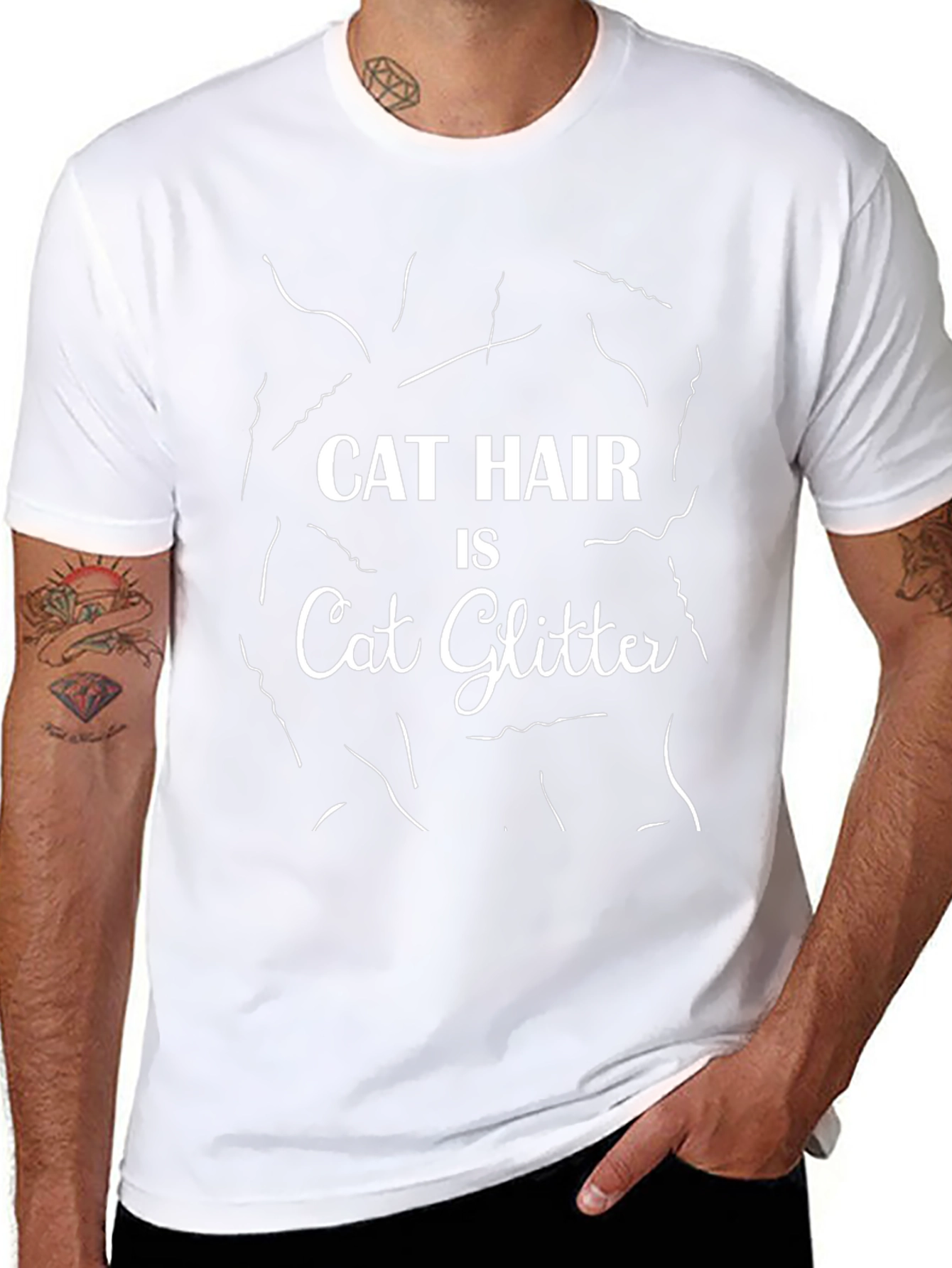 Cat Hair is Cat Glitter Black T-Shirt