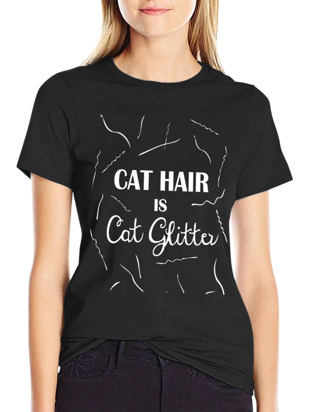 Cat Hair is Cat Glitter Black T-Shirt
