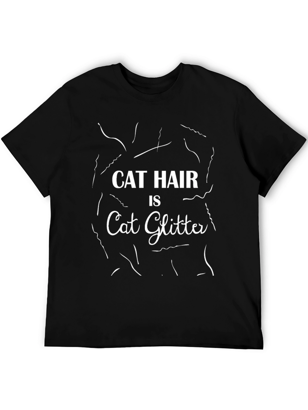 Cat Hair is Cat Glitter Black T-Shirt