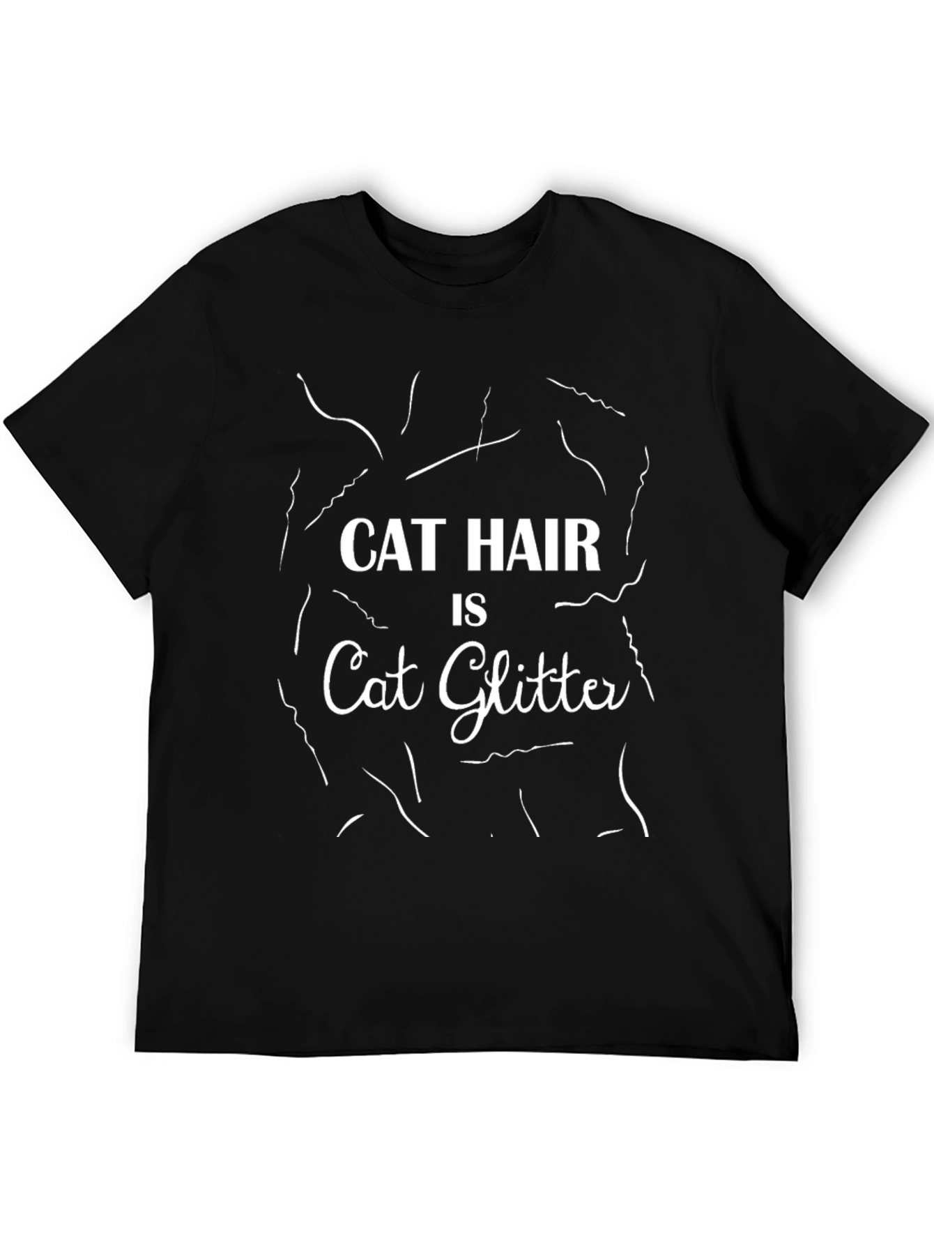 Cat Hair is Cat Glitter Black T-Shirt