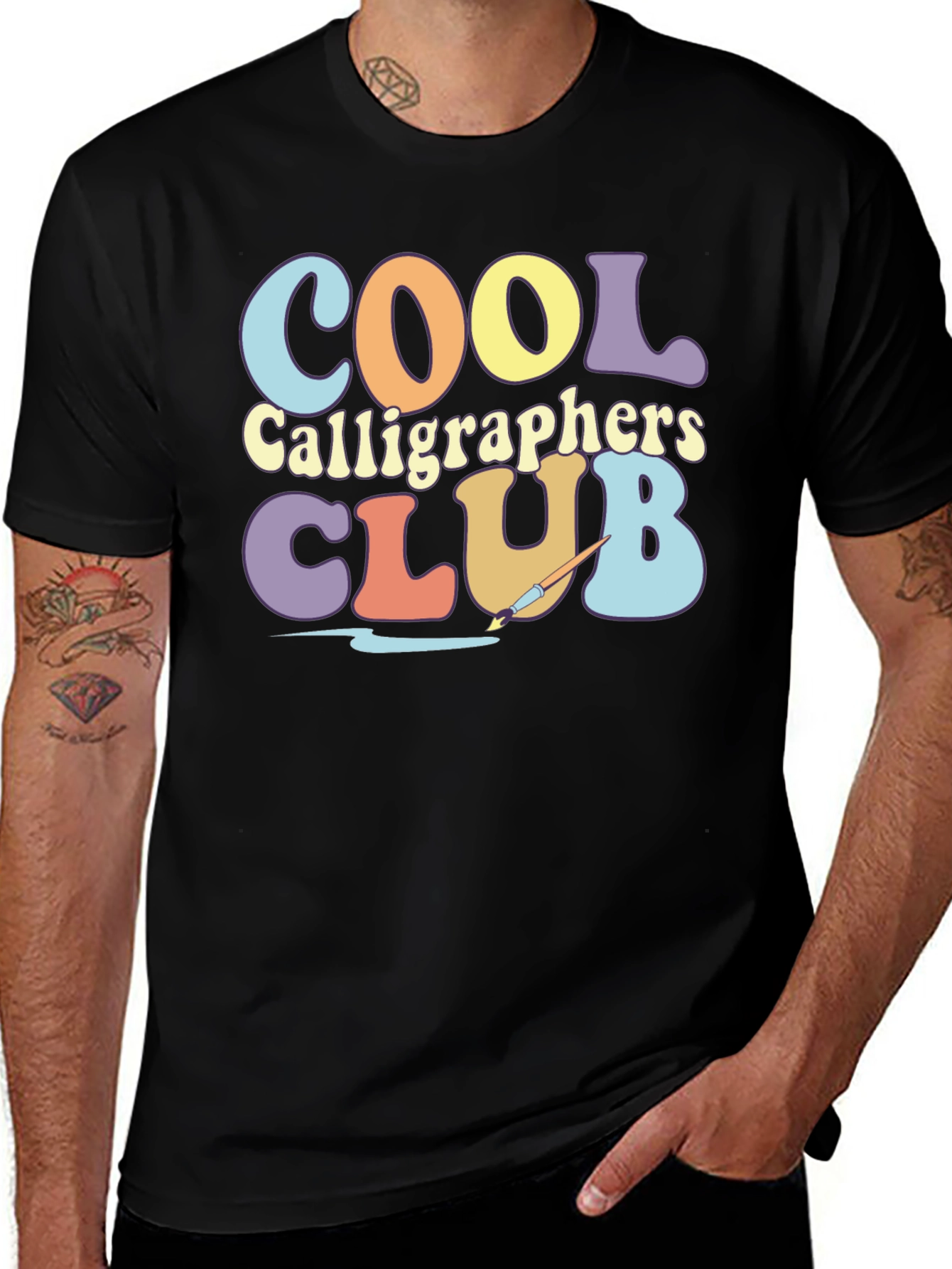 Cool Calligraphers Club Graphic Tee - Retro Design