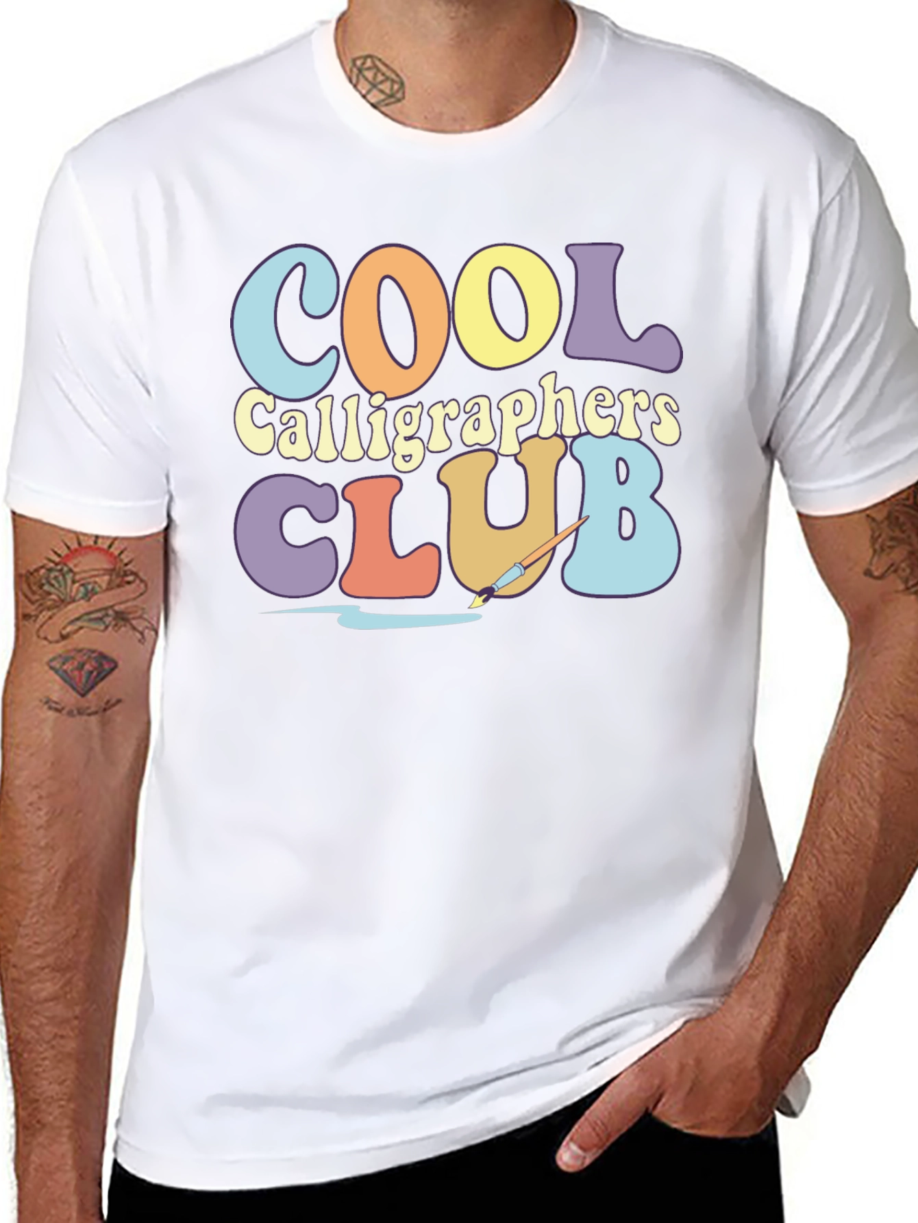 Cool Calligraphers Club Graphic Tee - Retro Design