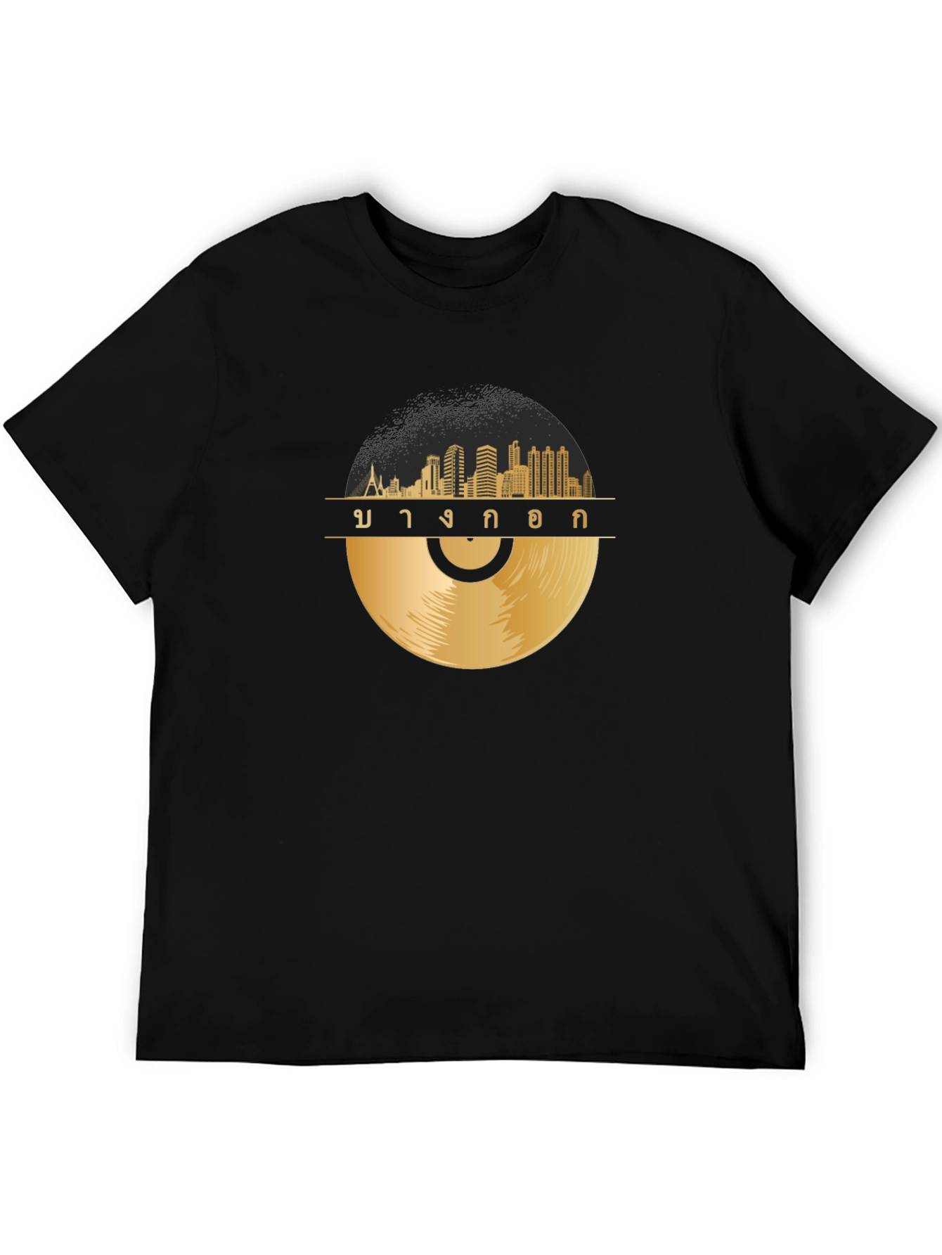 Bangkok Skyline Vinyl Record Graphic T-Shirt