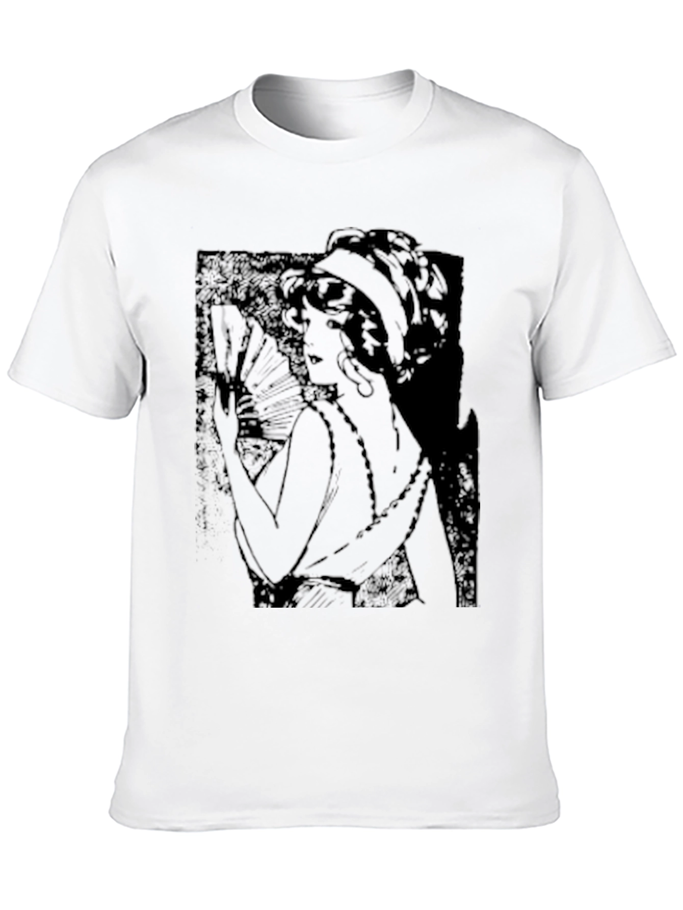 Vintage Woman Graphic Tee - Soft Black Cotton