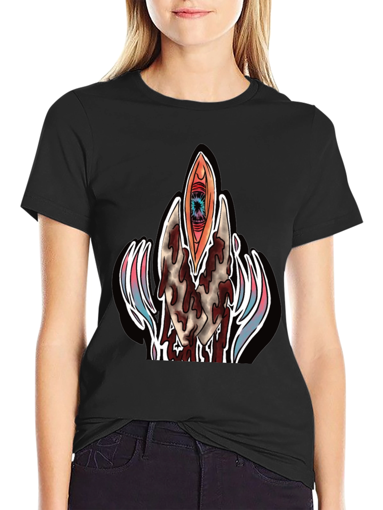 Surrealist Eye Graphic Tee - Black