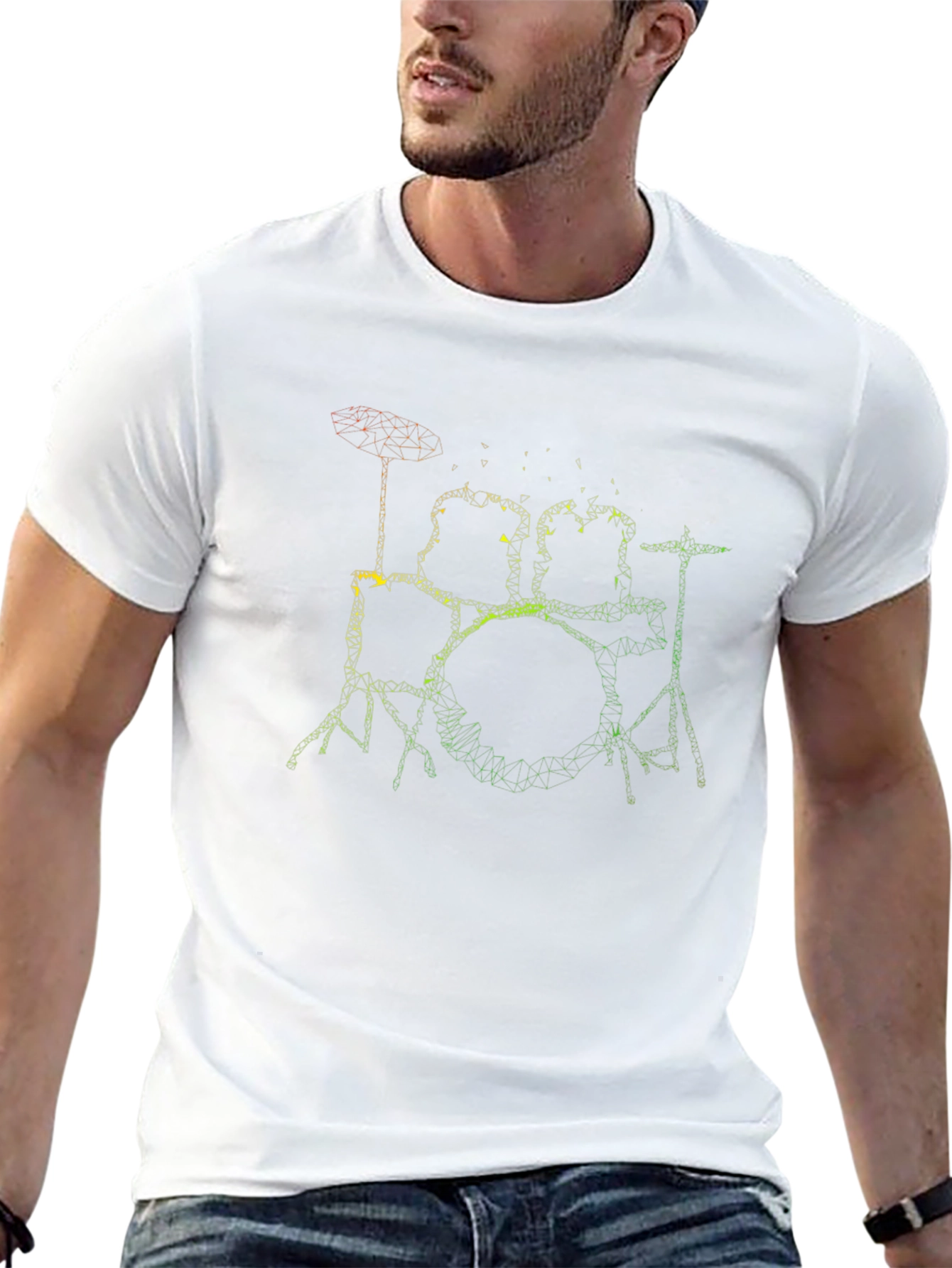 Drum Set Rasta Graphic Tee - Black Cotton T-Shirt