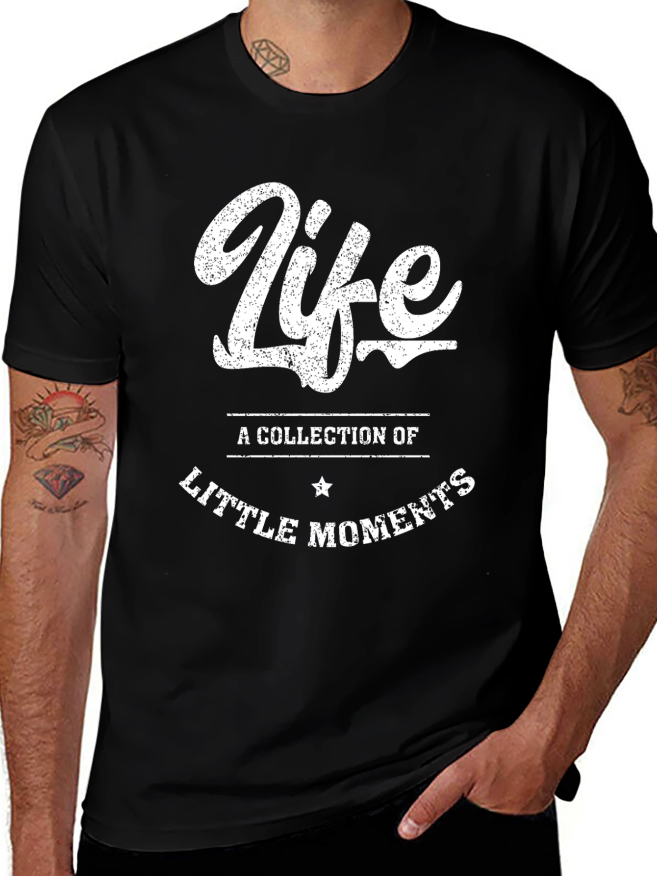 Life Little Moments Black Graphic Tee
