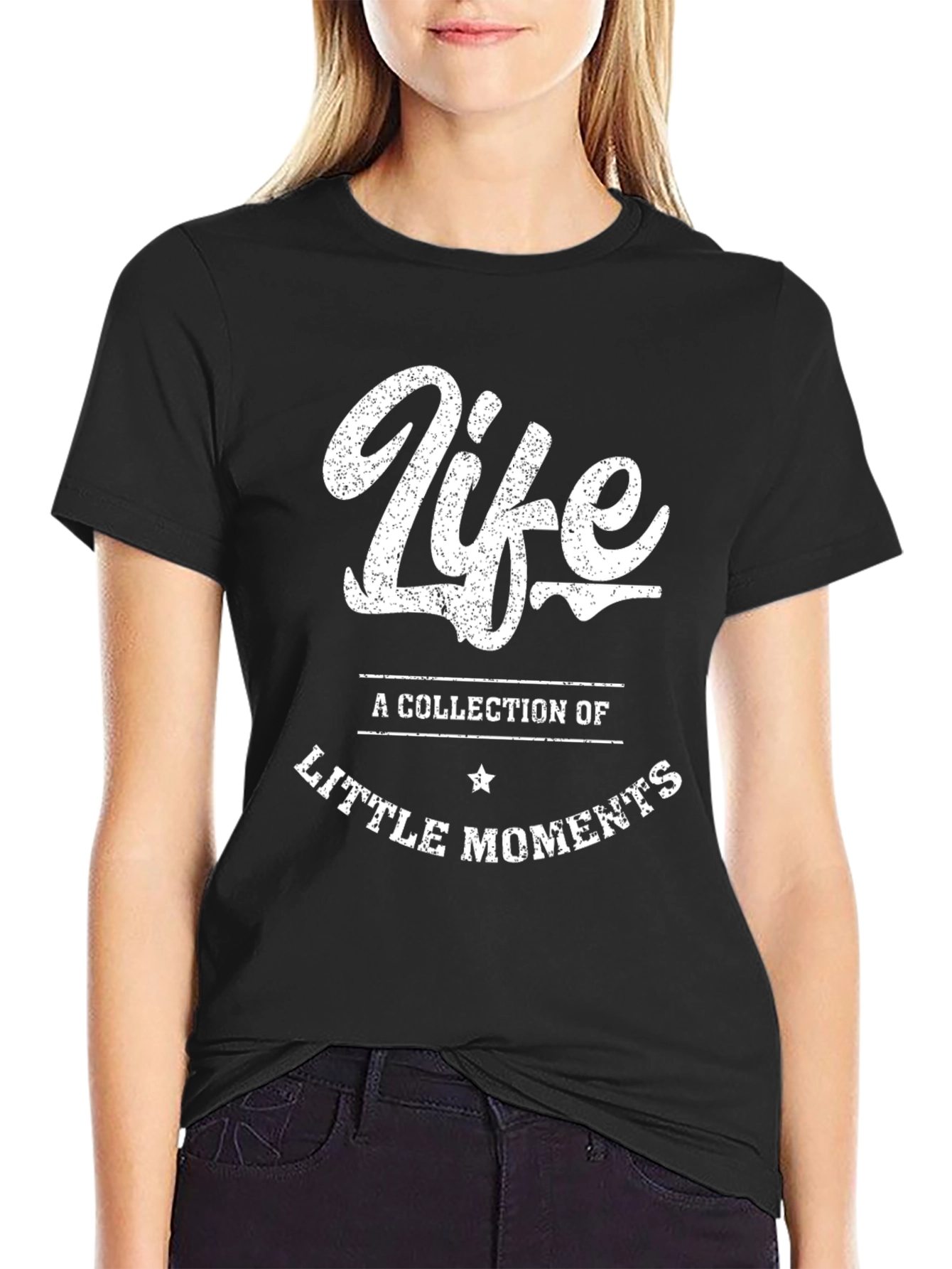 Life Little Moments Black Graphic Tee