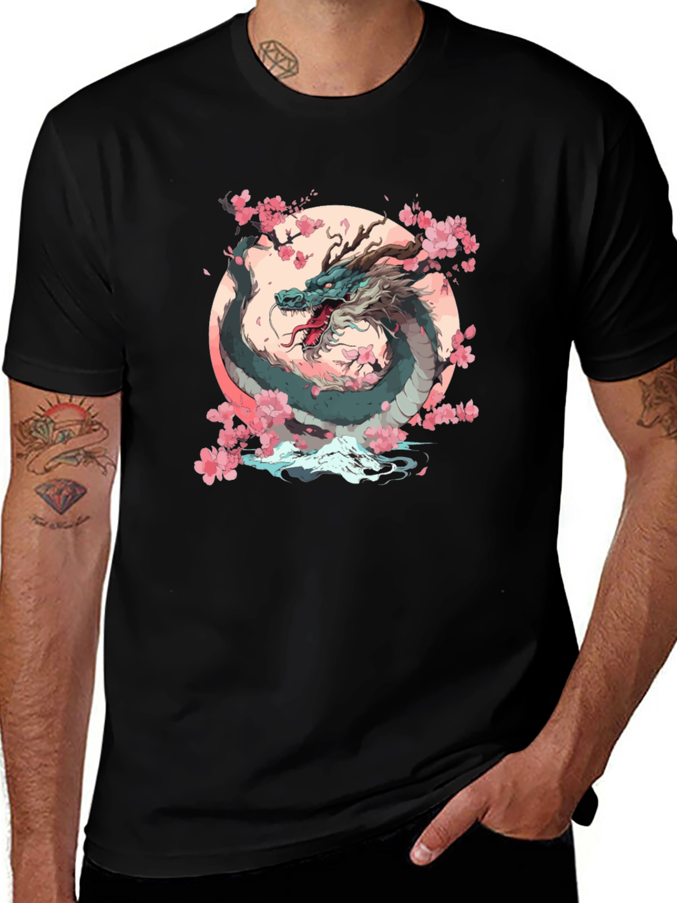 Dragon & Cherry Blossom Graphic Tee