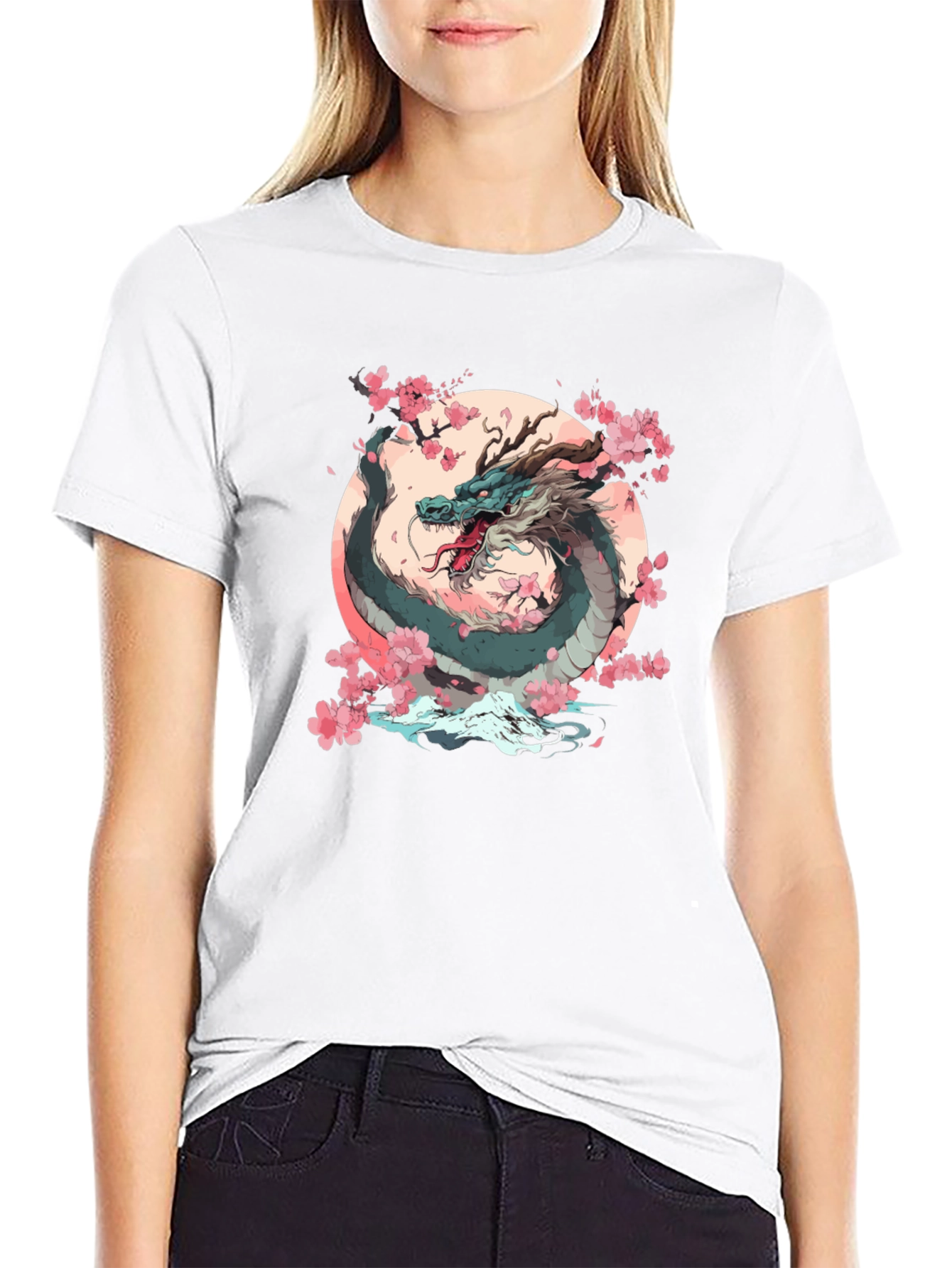 Dragon & Cherry Blossom Graphic Tee