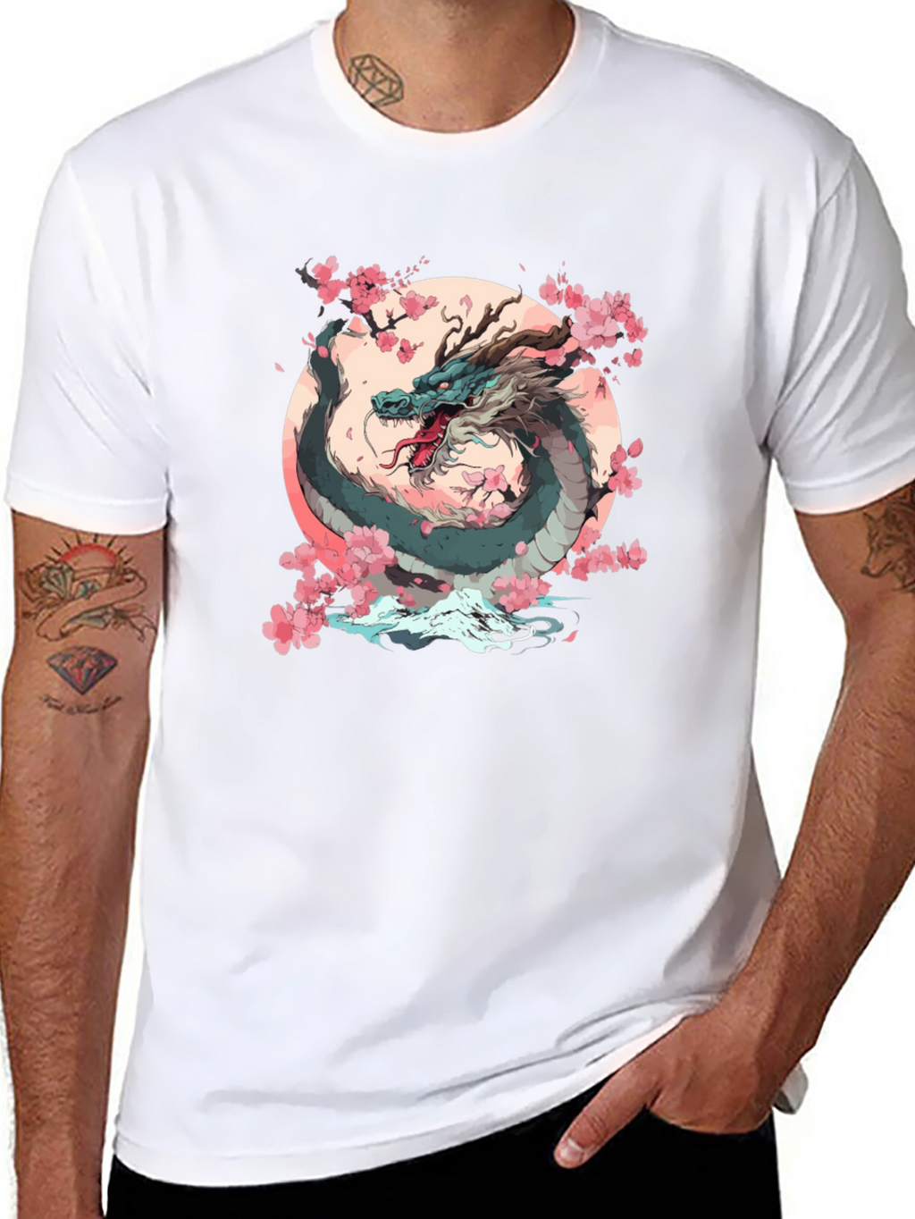 Dragon & Cherry Blossom Graphic Tee