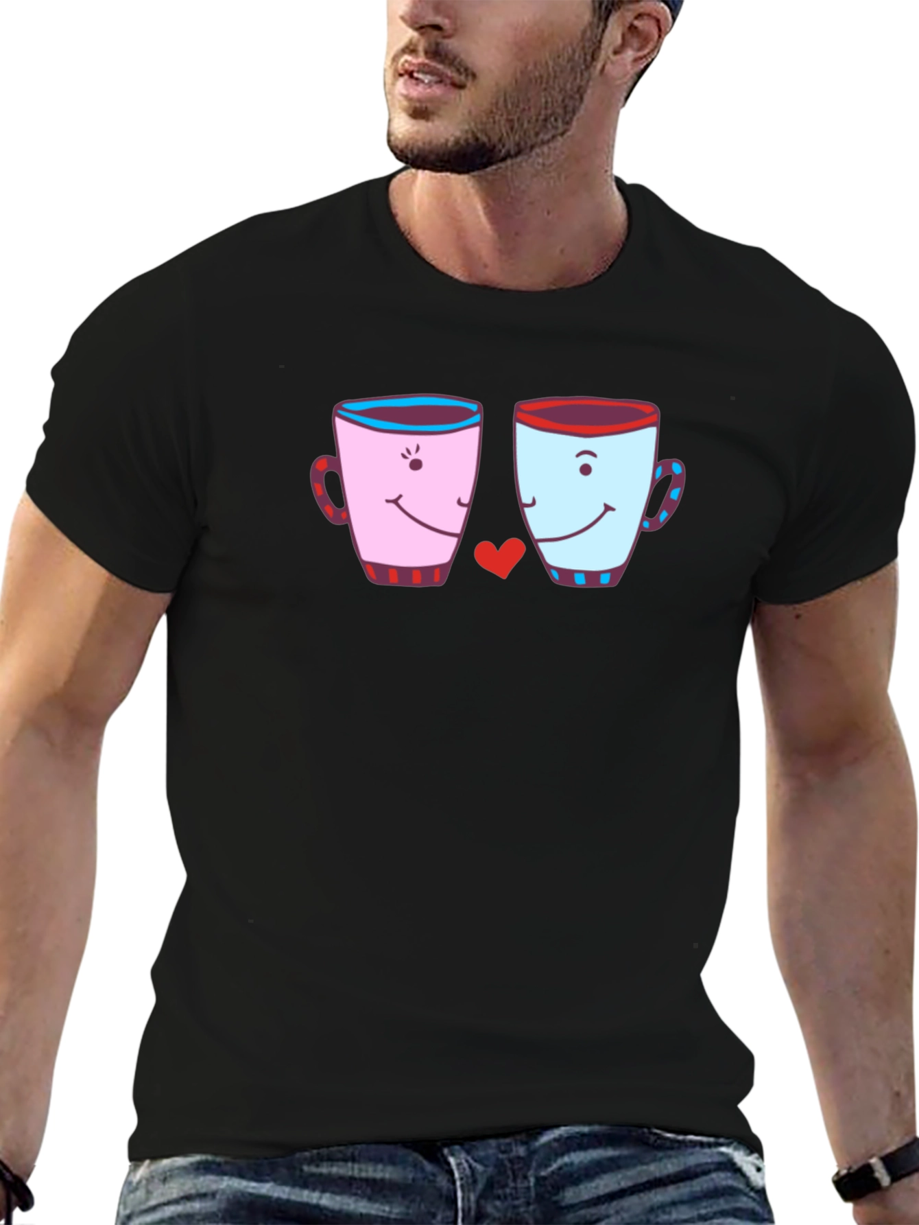 Cute Coffee Mugs Love Graphic T-Shirt