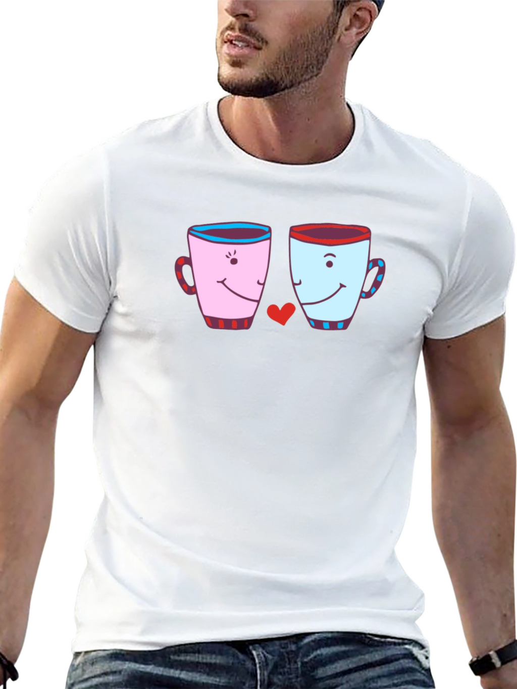 Cute Coffee Mugs Love Graphic T-Shirt