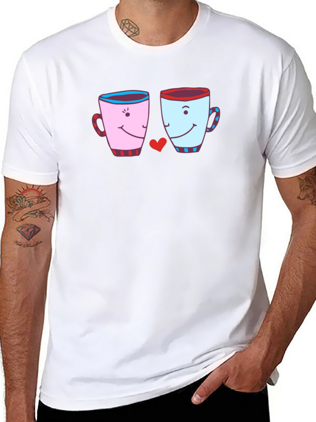 Cute Coffee Mugs Love Graphic T-Shirt