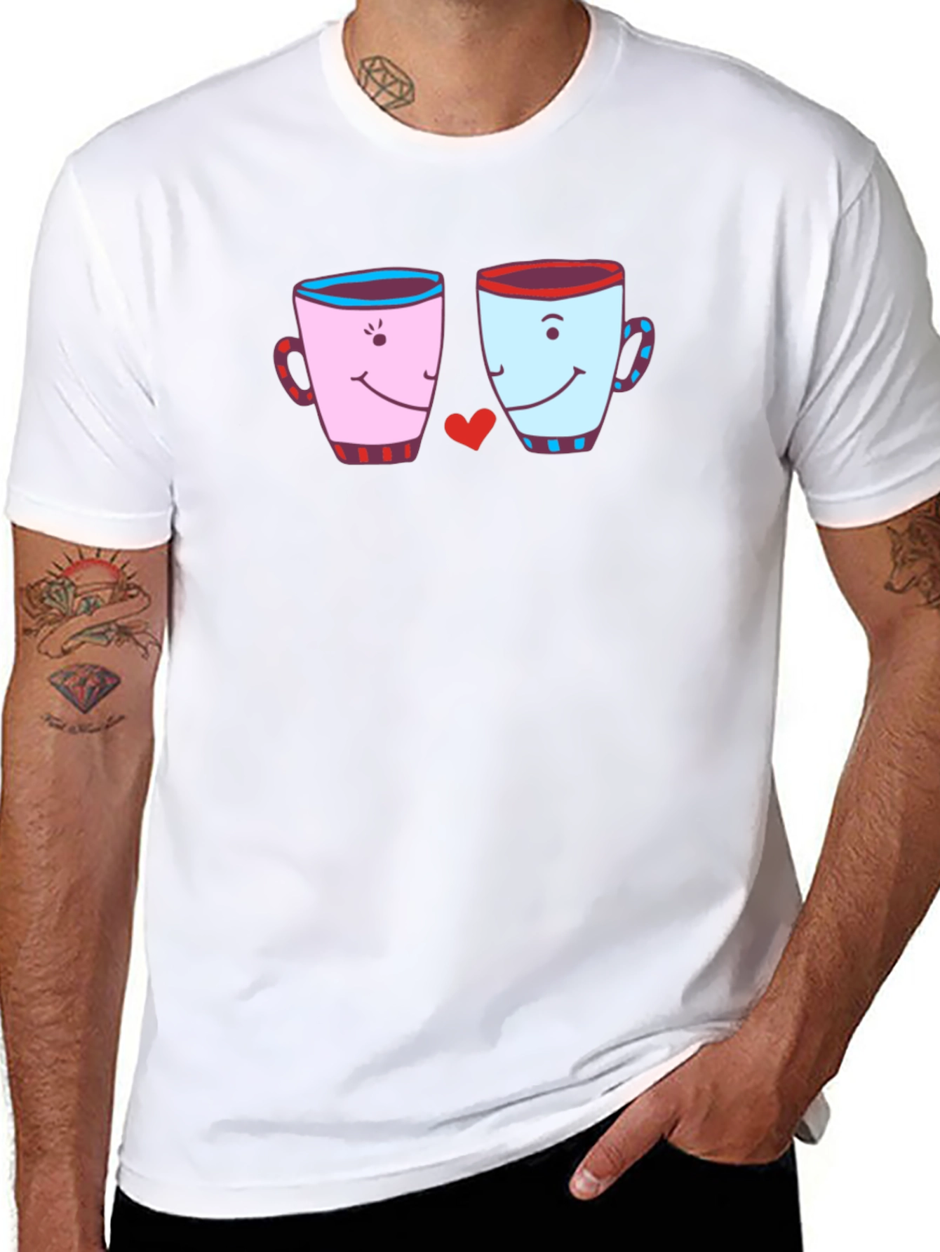 Cute Coffee Mugs Love Graphic T-Shirt