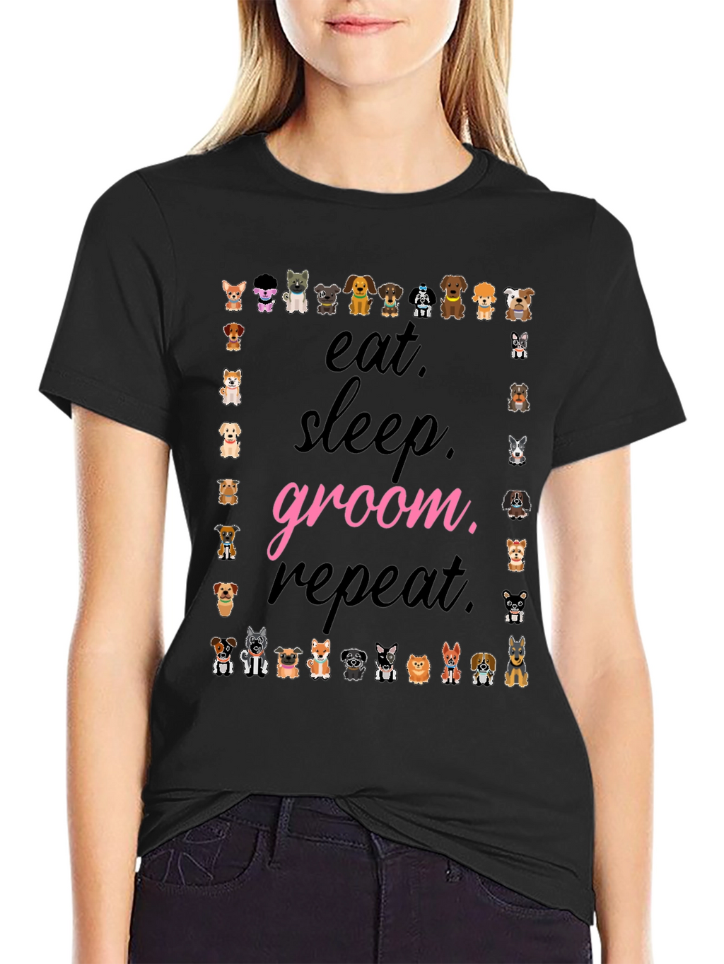 Eat Sleep Groom Repeat Dog Lover T-Shirt