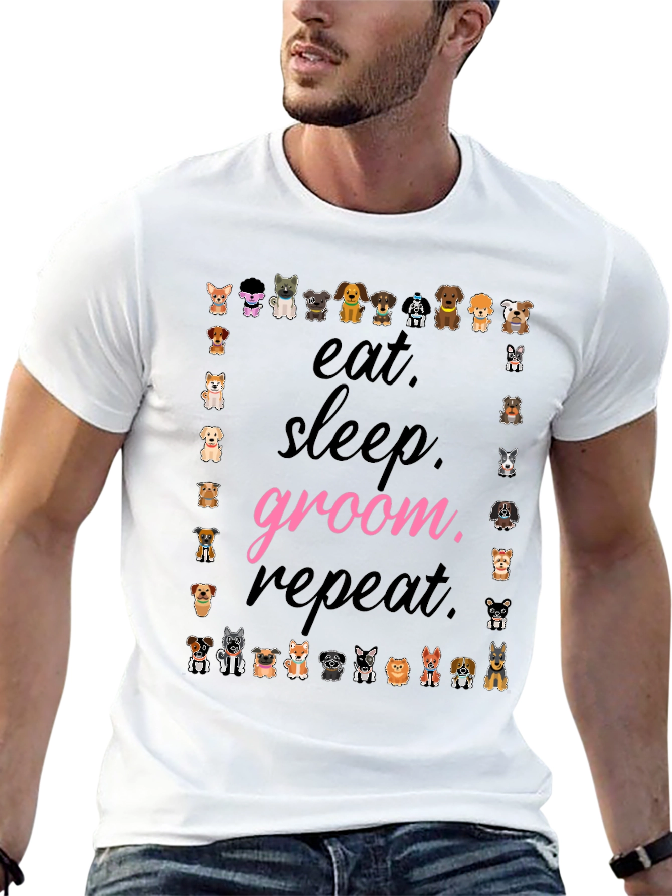 Eat Sleep Groom Repeat Dog Lover T-Shirt