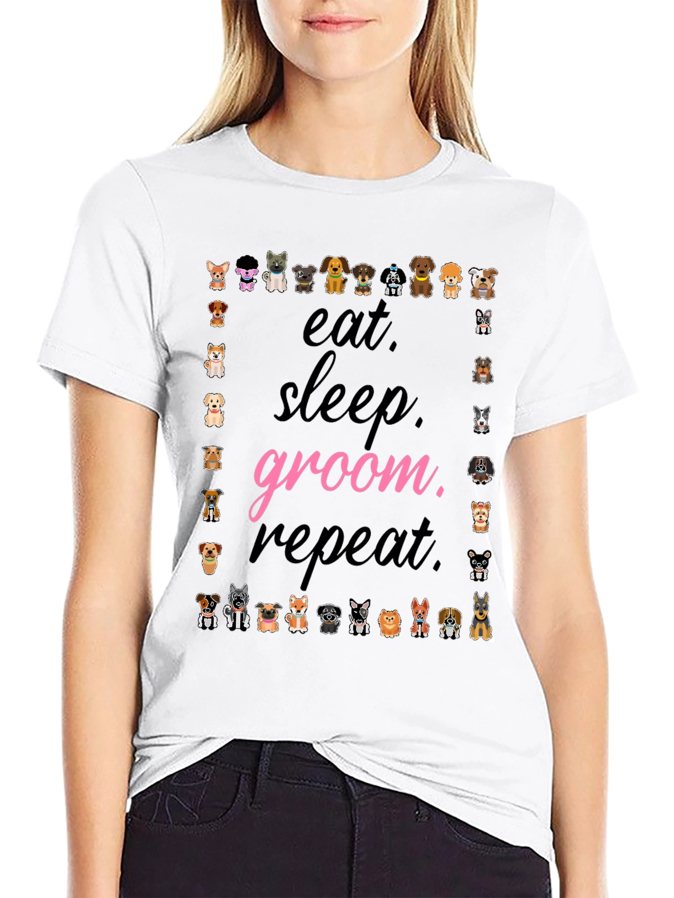 Eat Sleep Groom Repeat Dog Lover T-Shirt