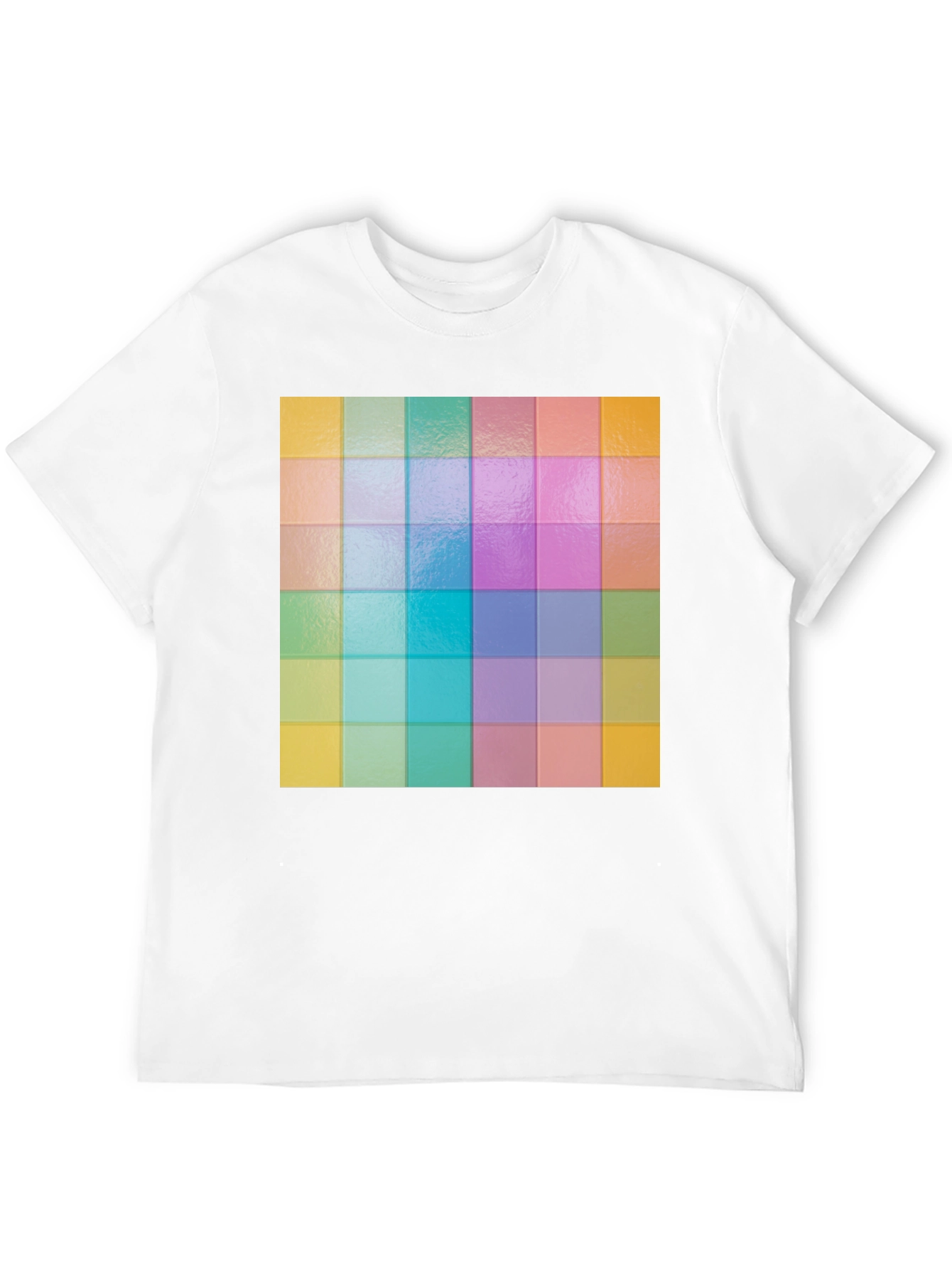 Colorful Grid Pattern Graphic Tee - Stylish Casual Wear