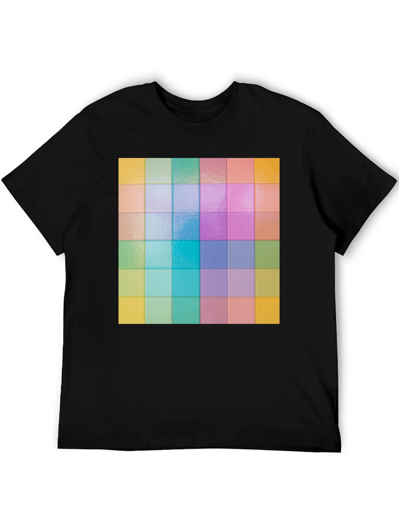 Colorful Grid Pattern Graphic Tee - Stylish Casual Wear