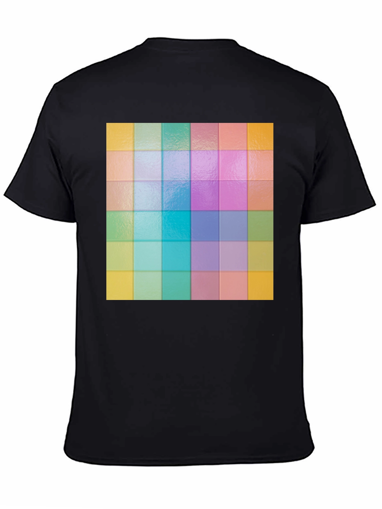 Colorful Grid Pattern Graphic Tee - Stylish Casual Wear