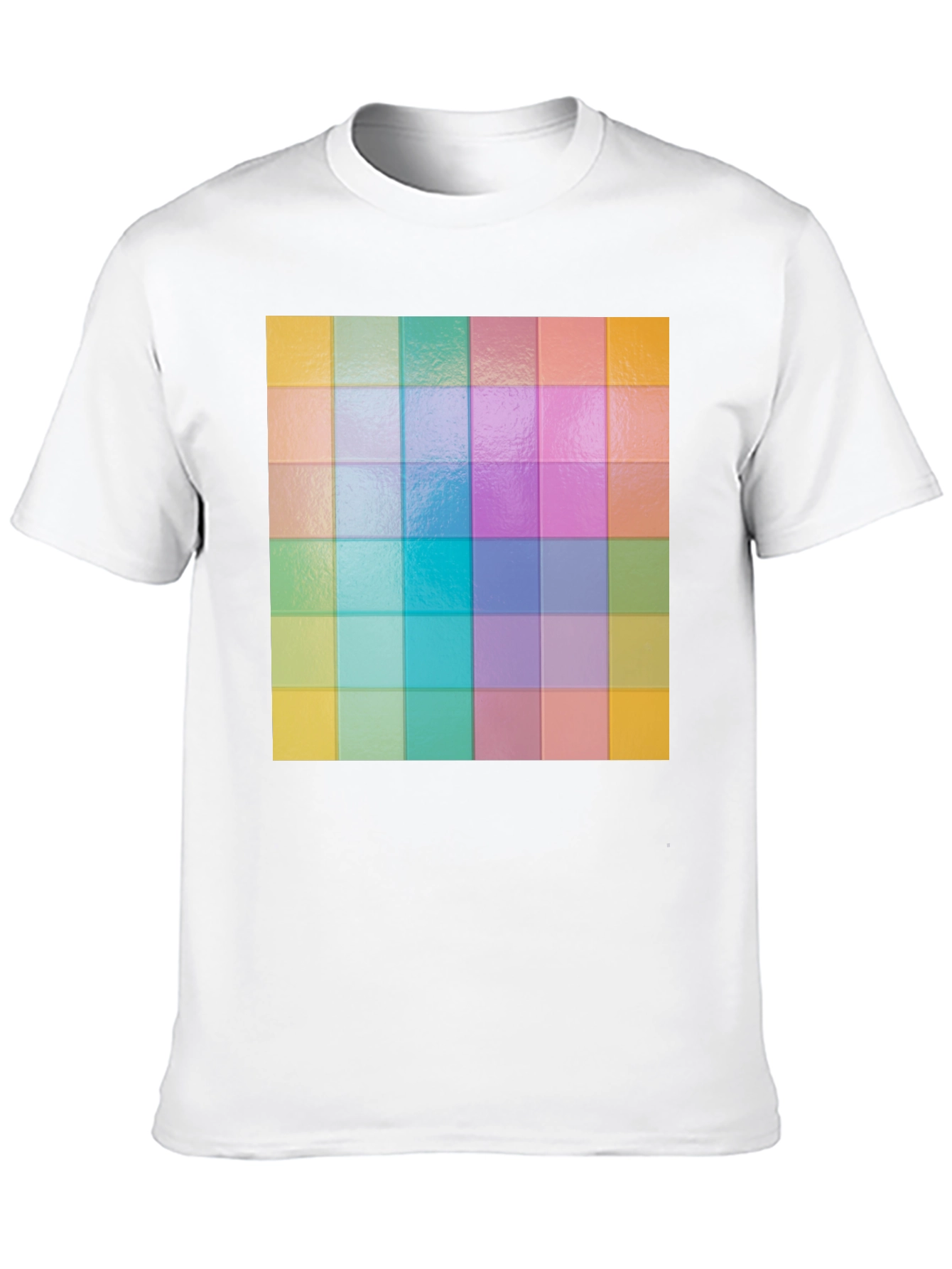 Colorful Grid Pattern Graphic Tee - Stylish Casual Wear
