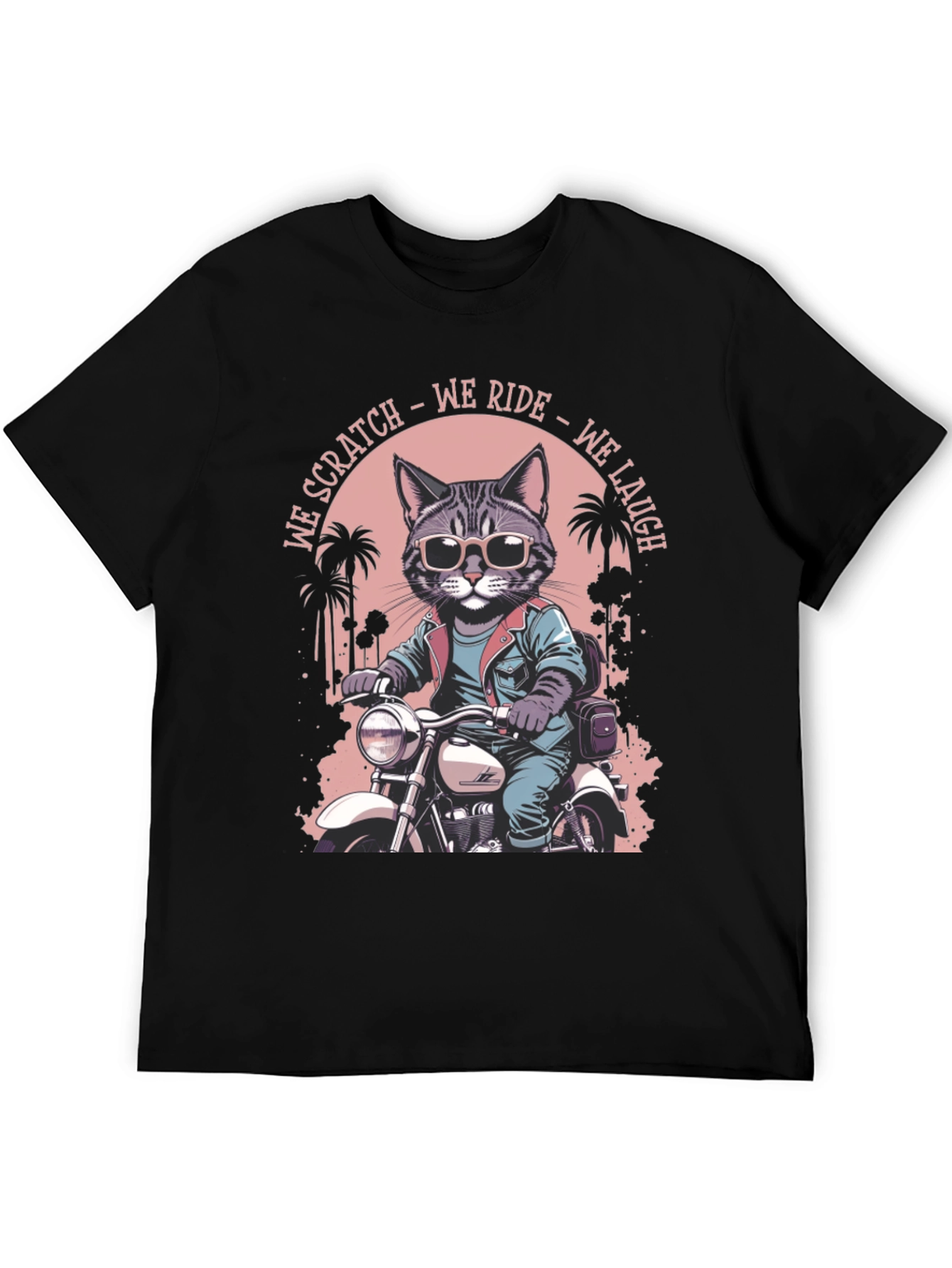 Cool Cat Biker Graphic T-Shirt