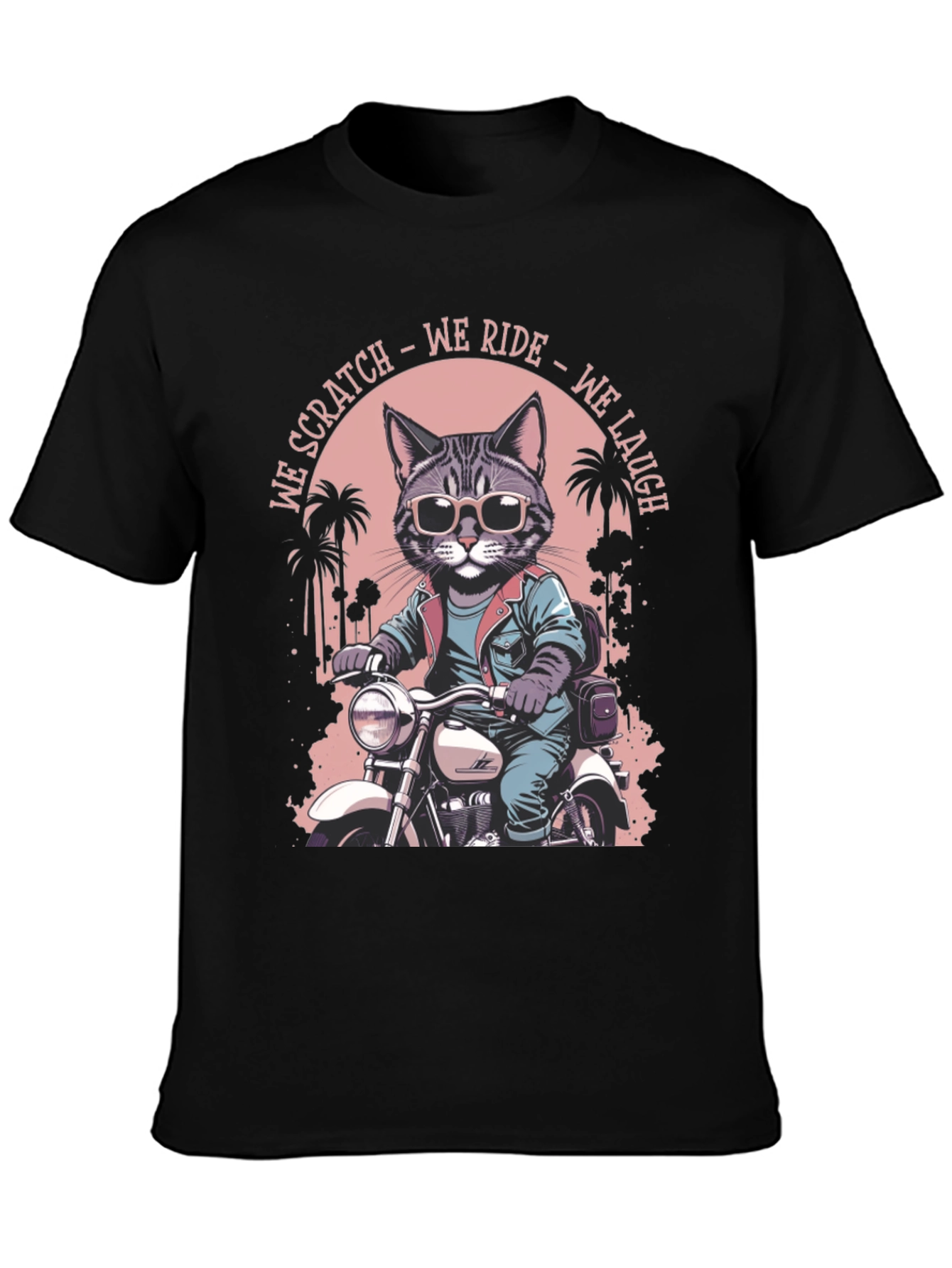 Cool Cat Biker Graphic T-Shirt