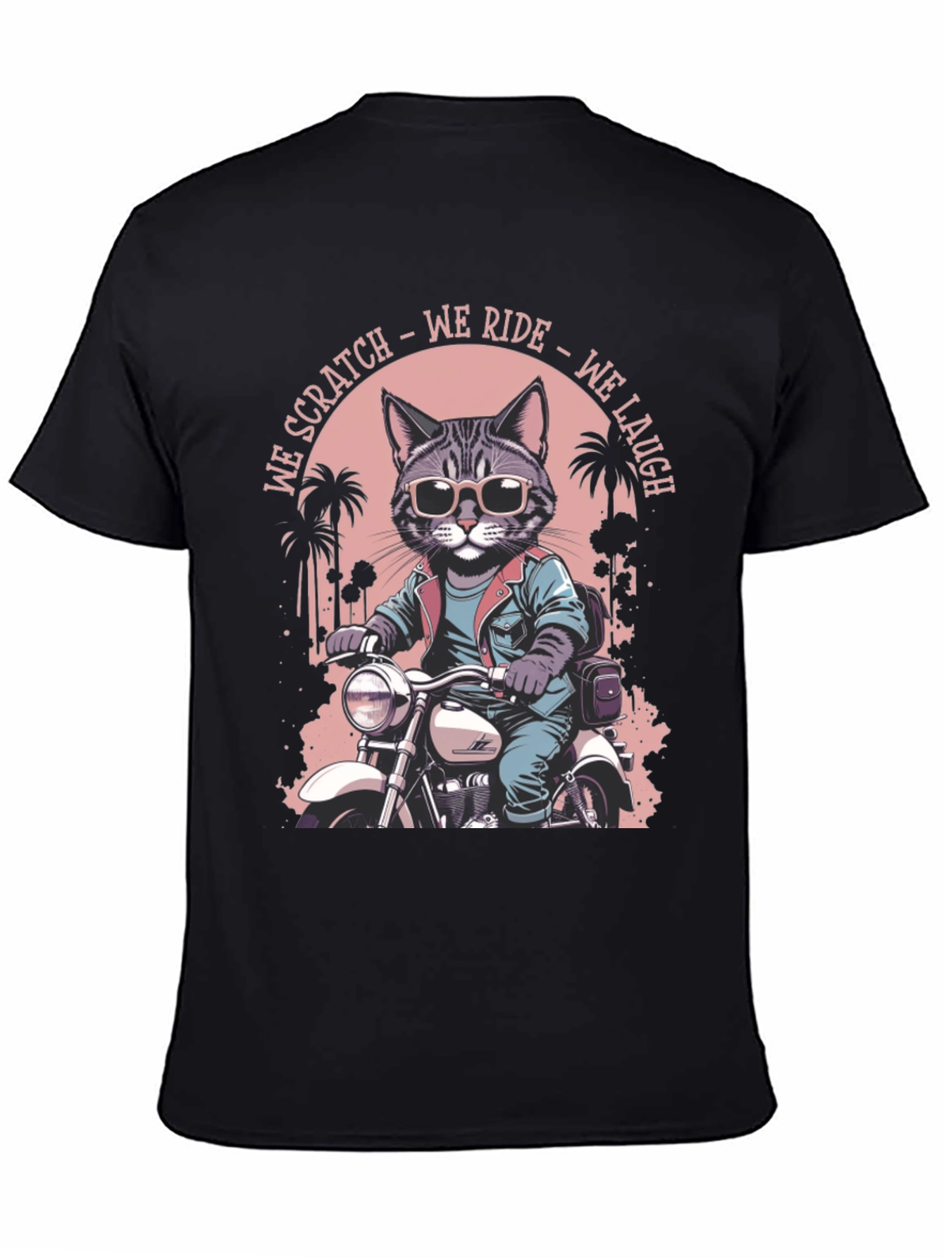 Cool Cat Biker Graphic T-Shirt