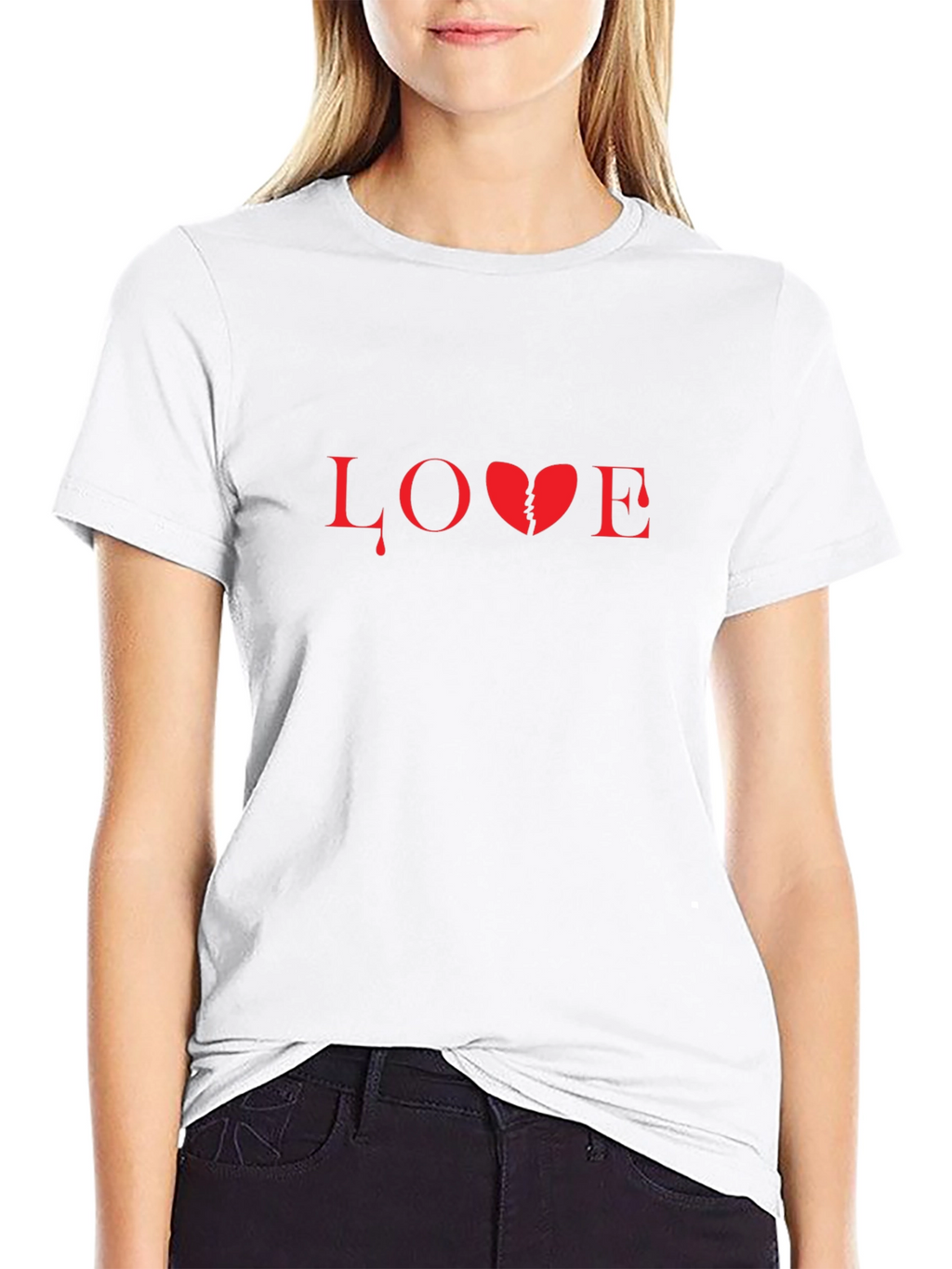 Broken Heart Love Graphic Black T-Shirt