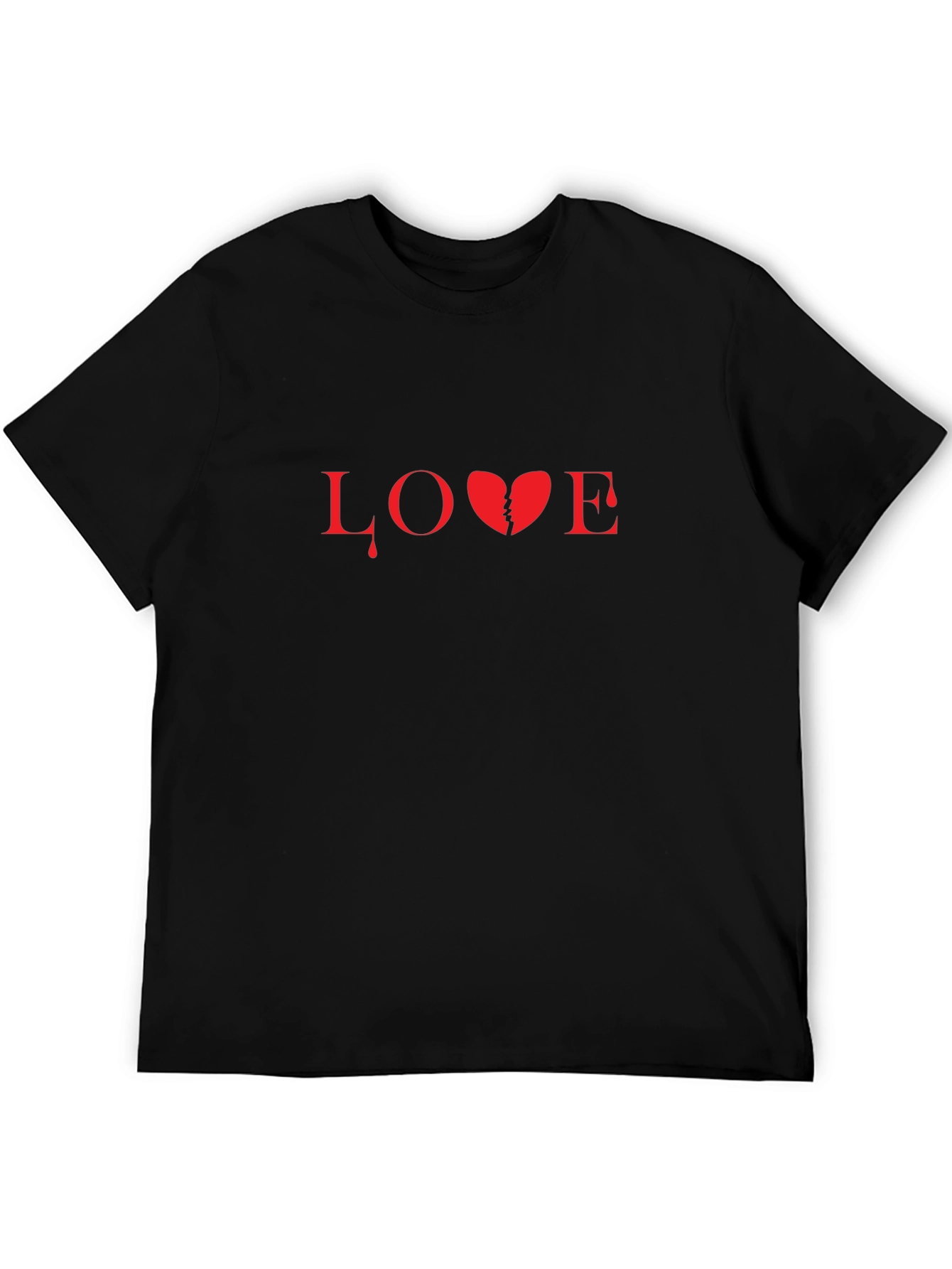 Broken Heart Love Graphic Black T-Shirt