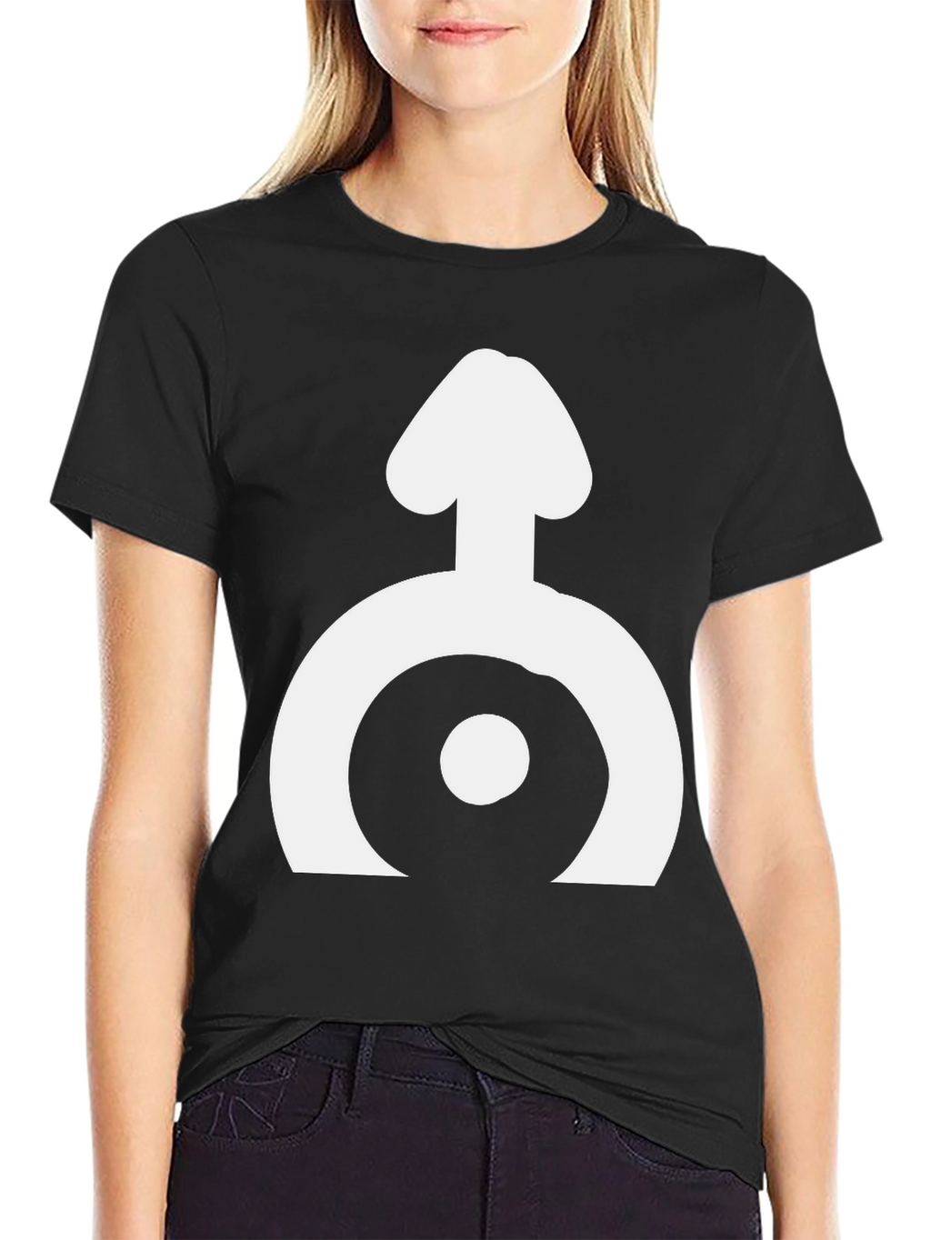 Black T-Shirt with White Symbol Design