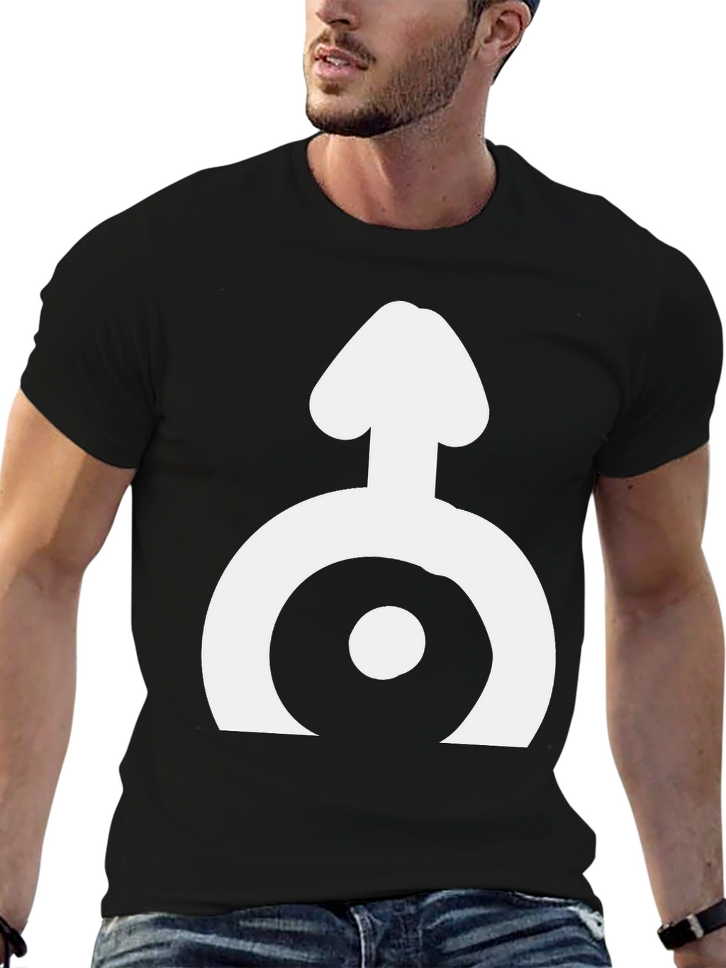 Black T-Shirt with White Symbol Design